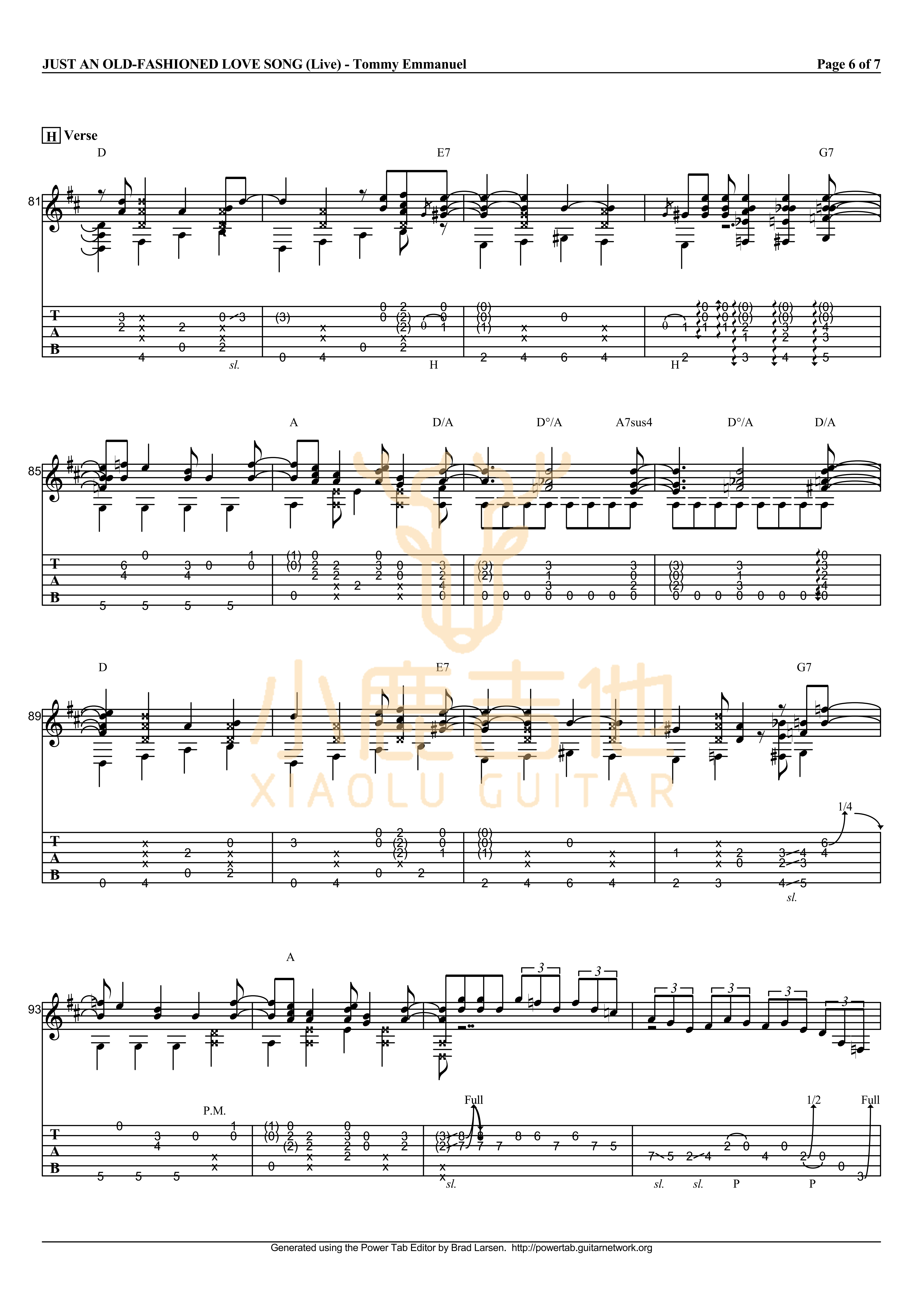 Tommy_Emmanuel《Just_An_Old-Fashioned_Love_Song》拇指弹拨吉他六线谱