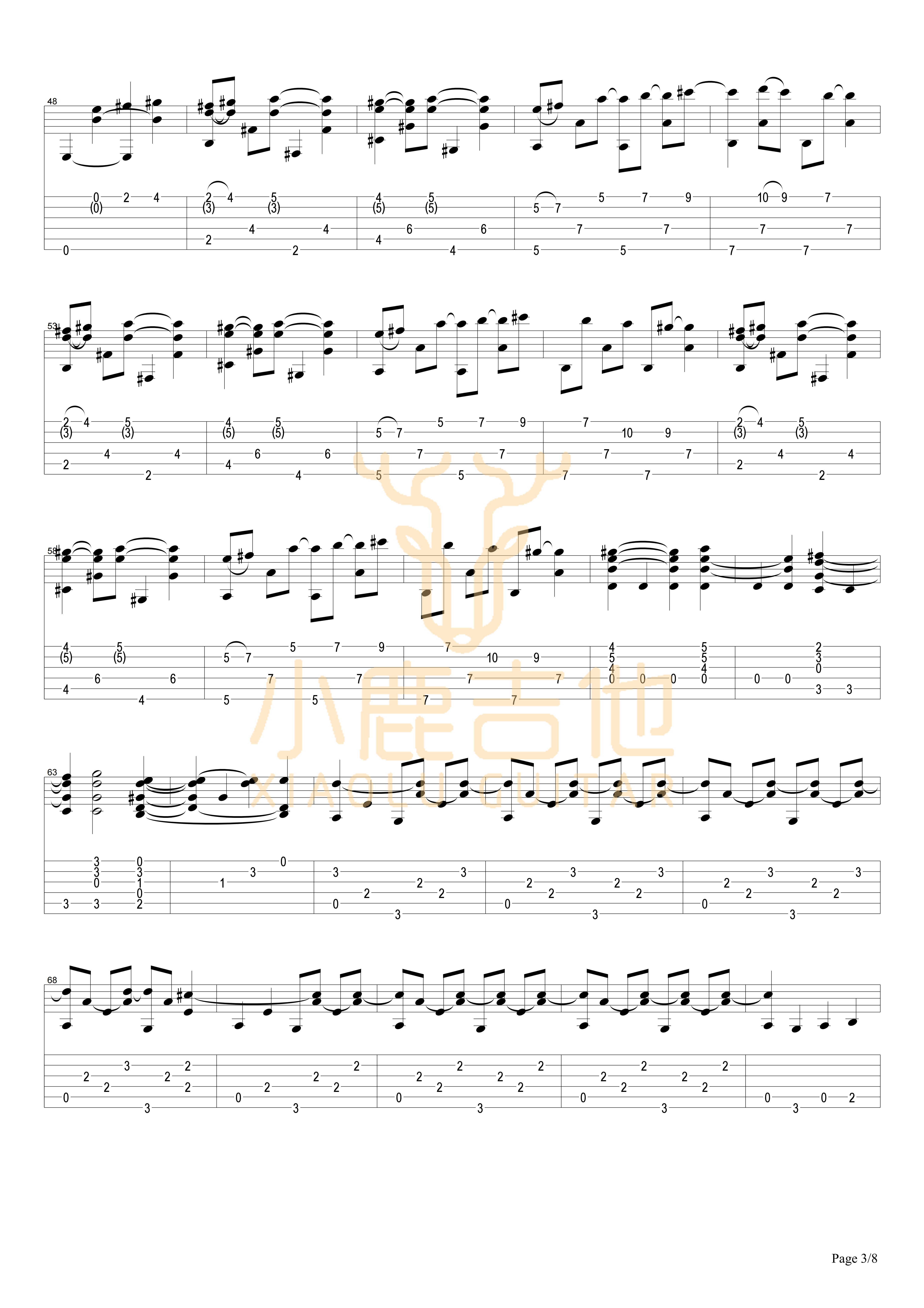 Tommy_Emmanuel《Locomotivation》拇指弹拨吉他六线谱