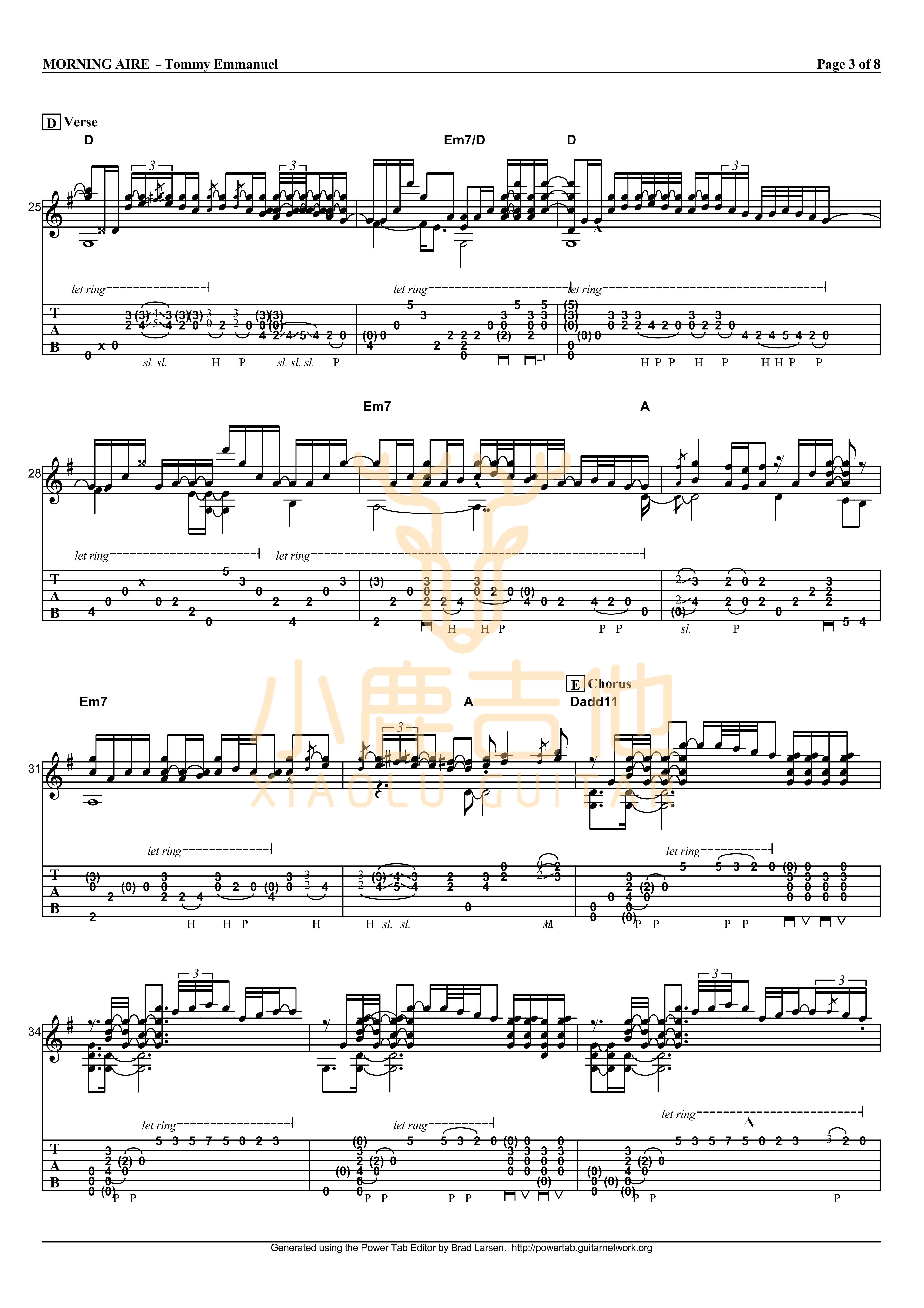 Tommy_Emmanuel《Morning_Aire》拇指弹拨吉他六线谱