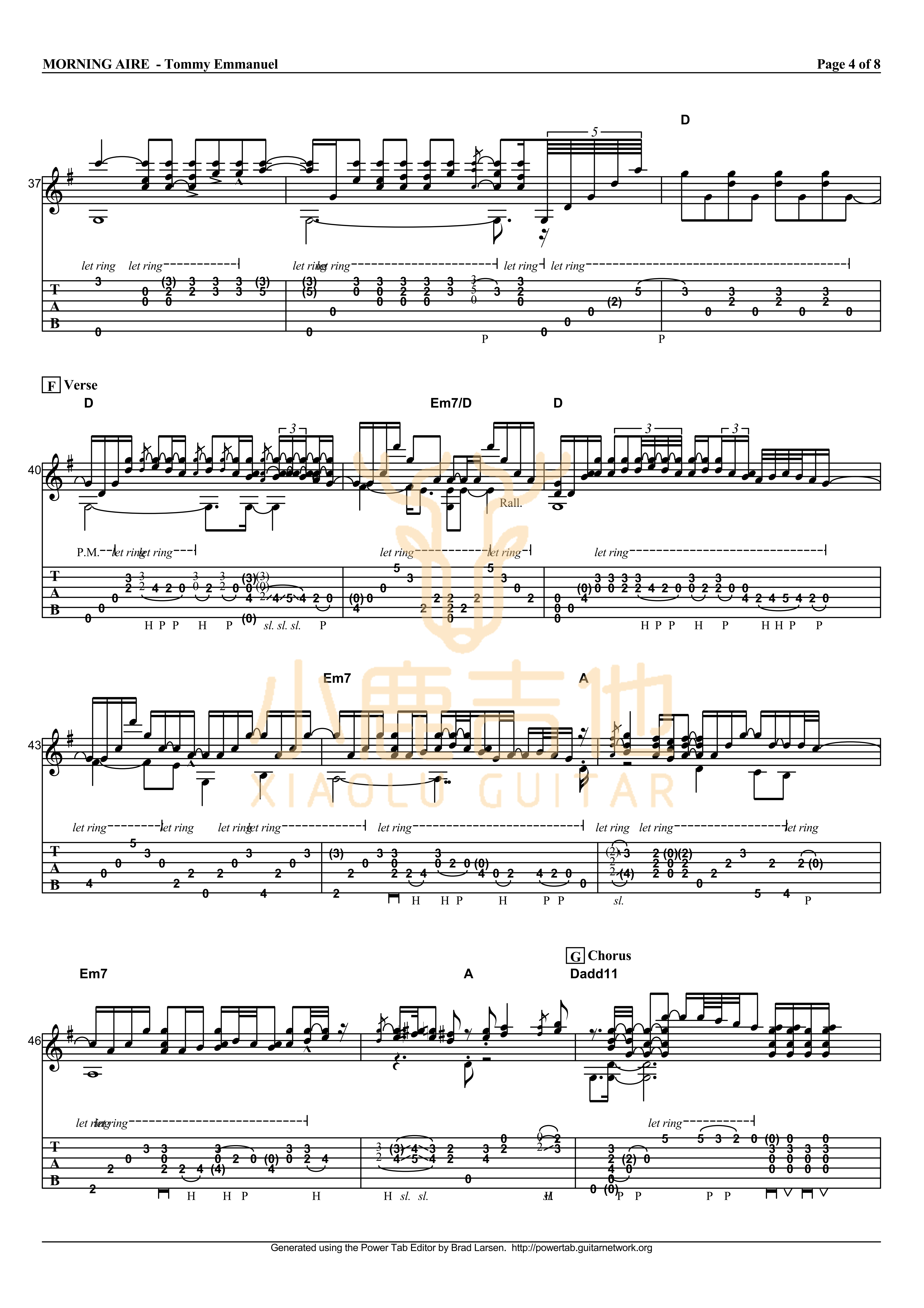 Tommy_Emmanuel《Morning_Aire》拇指弹拨吉他六线谱