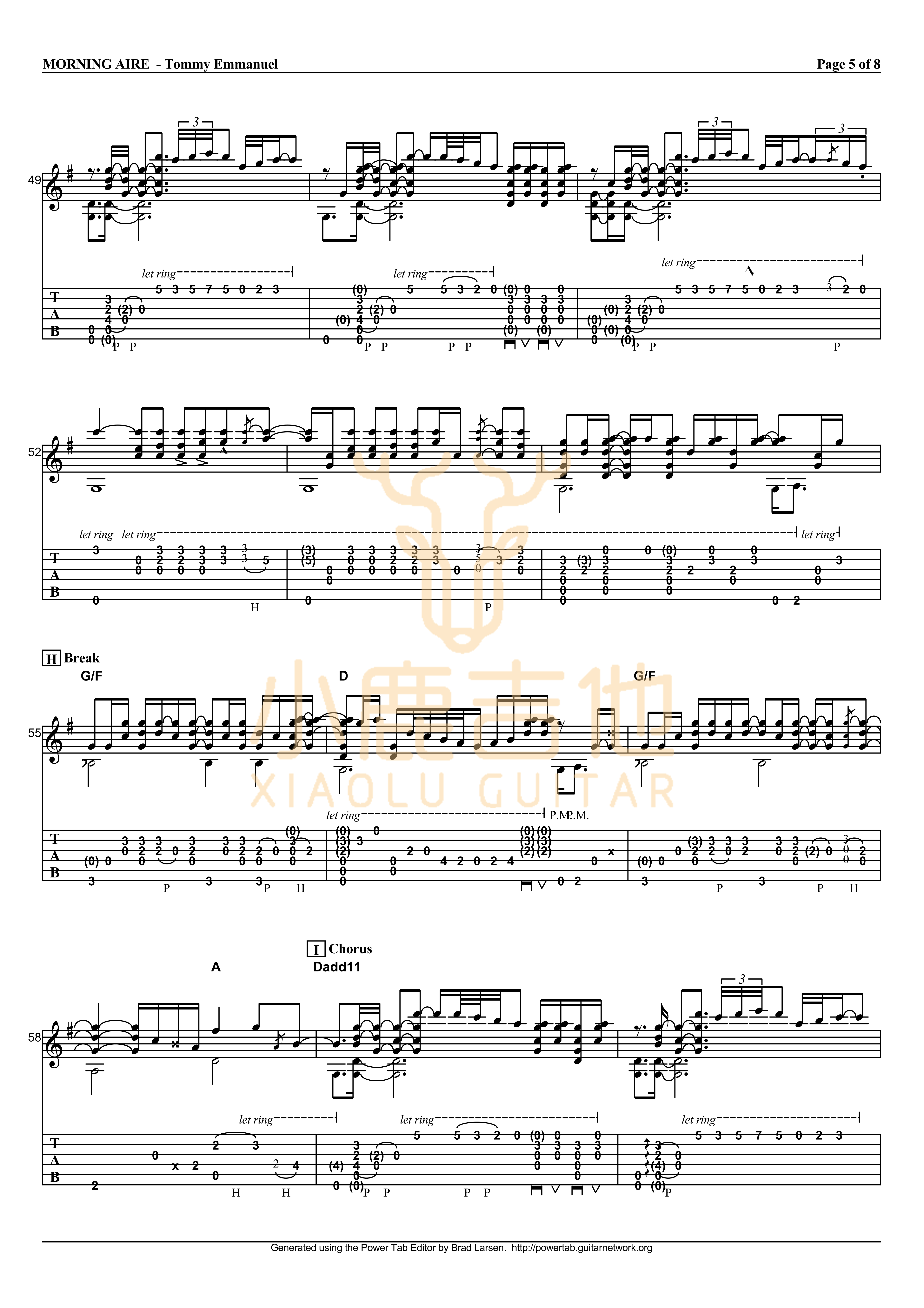 Tommy_Emmanuel《Morning_Aire》拇指弹拨吉他六线谱