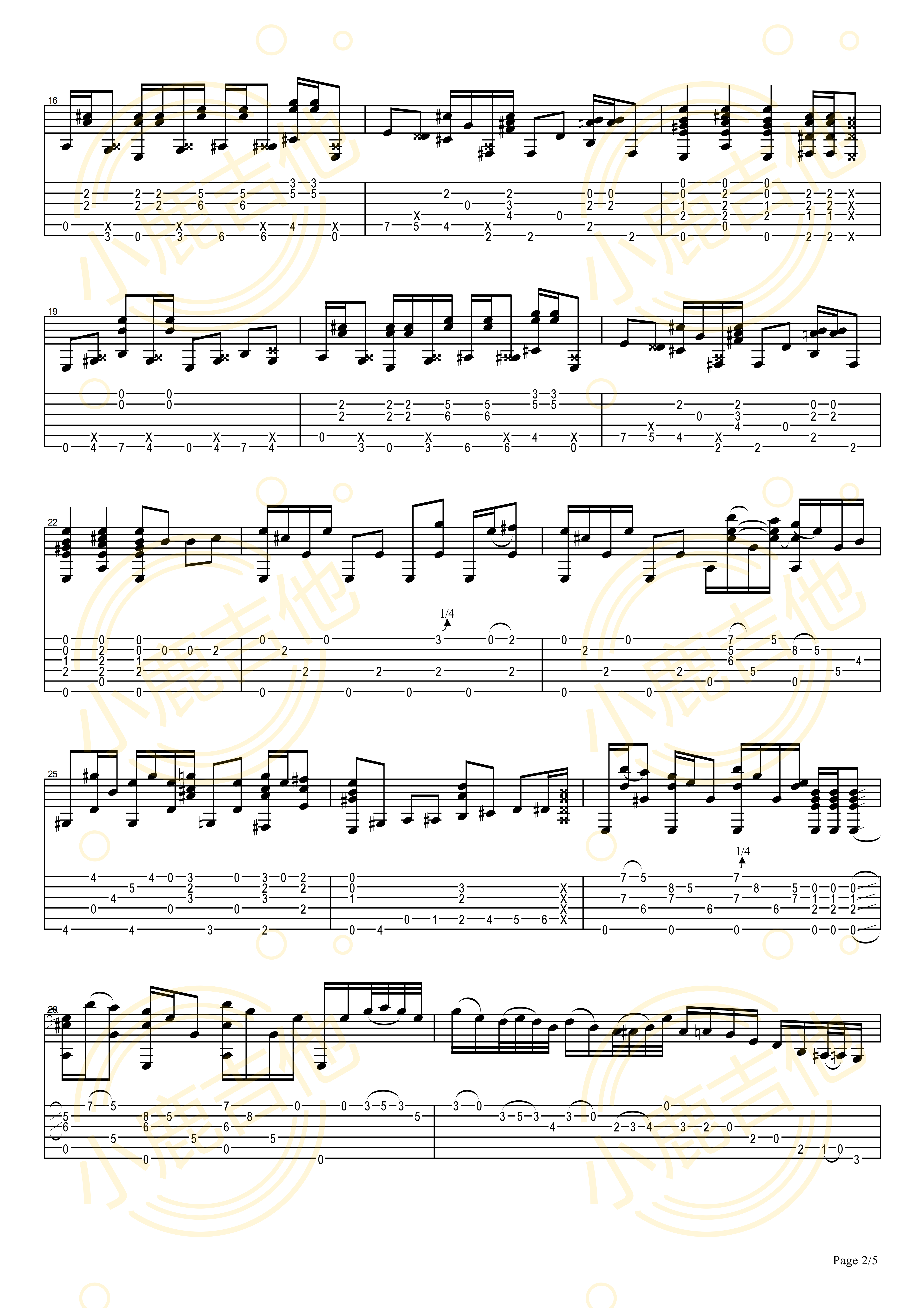 Tommy_Emmanuel《Nine_Pound_Hammer》拇指弹拨吉他六线谱_小鹿吉他制谱