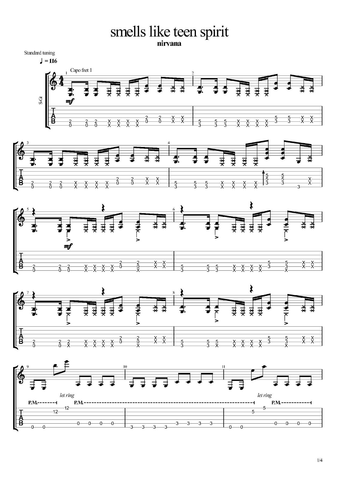涅槃乐队《Smells_Like_Teen_Spirit》吉他六线谱_附吉他教程视频Cast_From_Pan