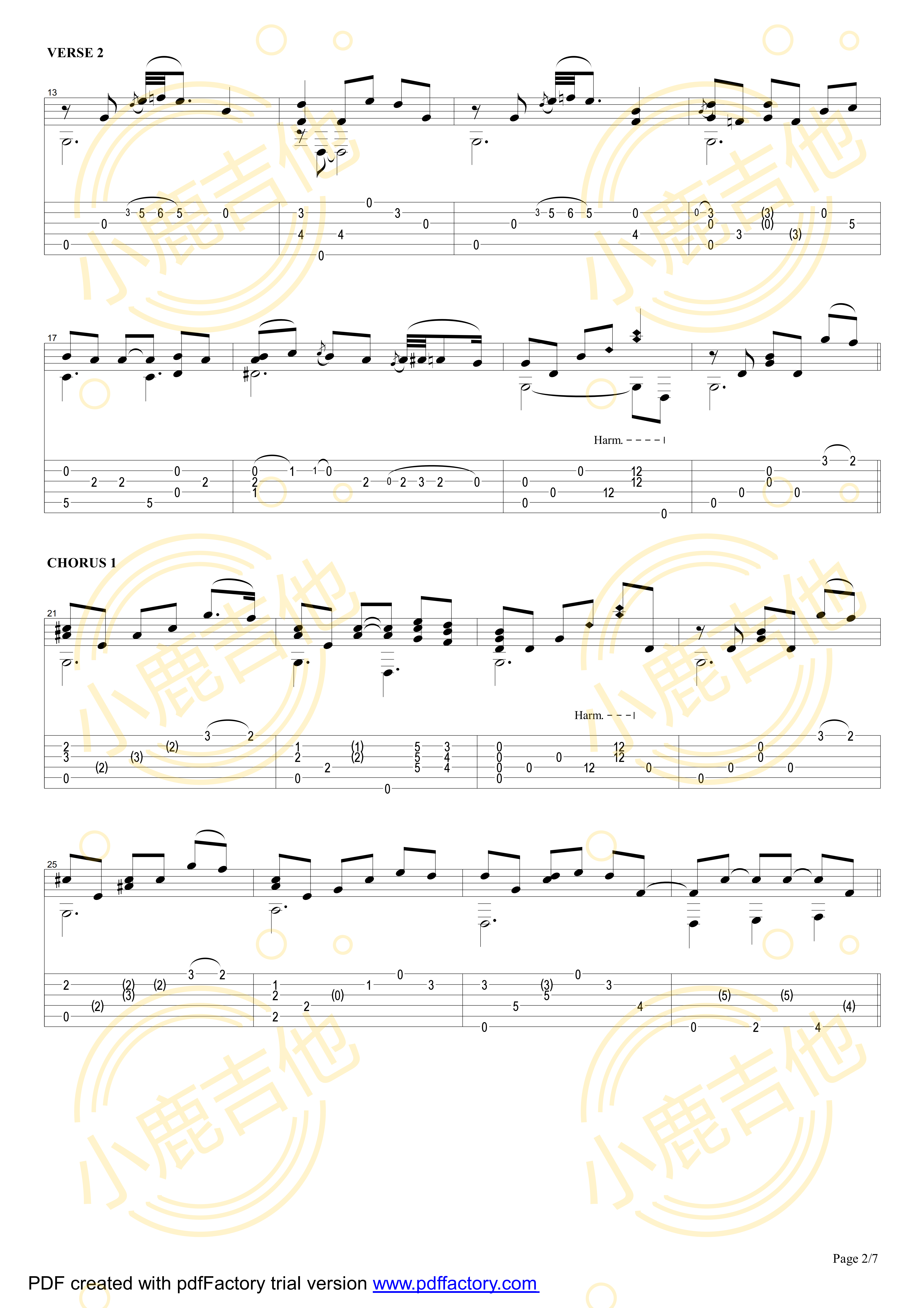 Tommy_Emmanuel_Smokey_Mountain_Lullaby拇指弹拨吉他六线谱_小鹿吉他制谱