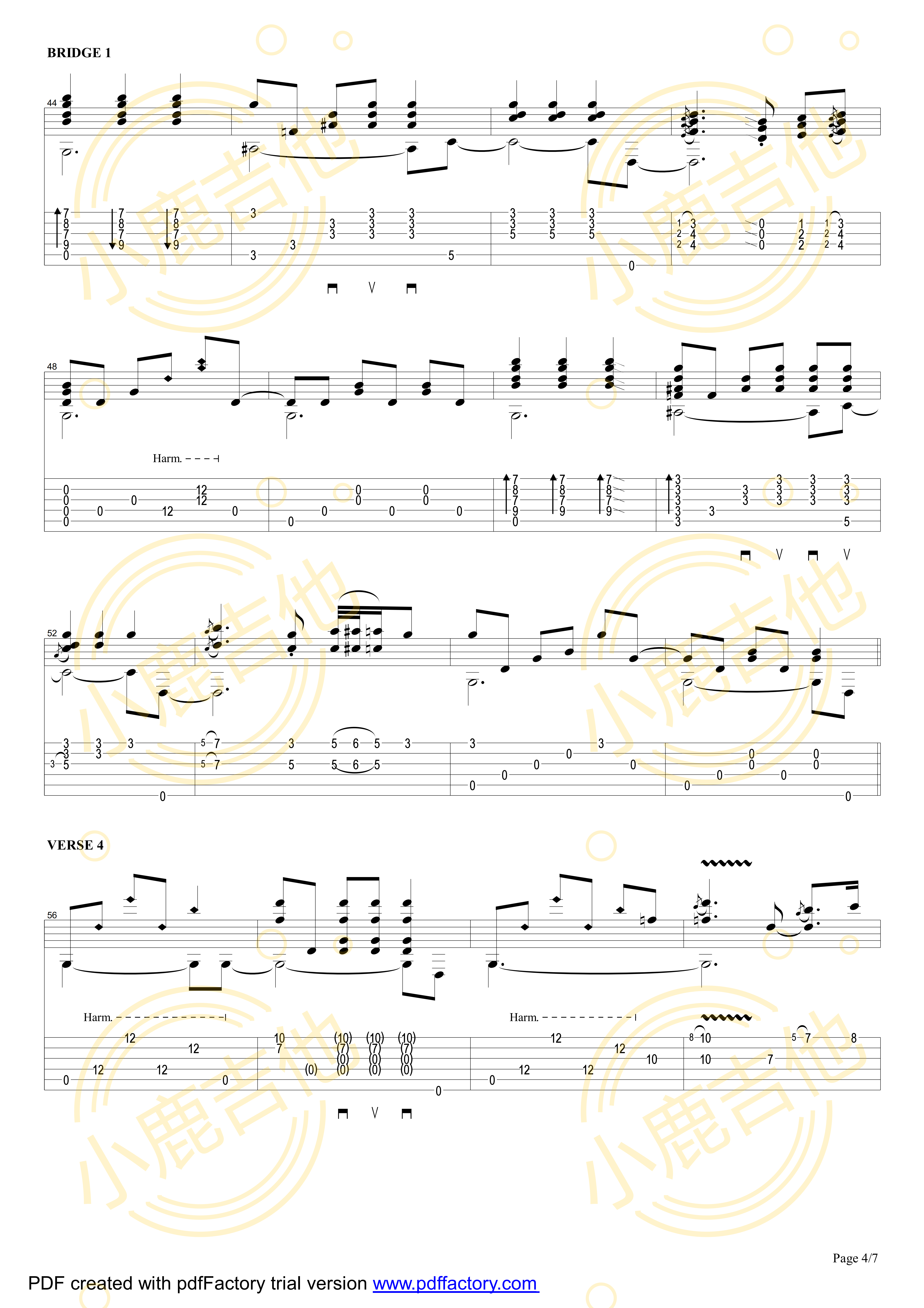 Tommy_Emmanuel_Smokey_Mountain_Lullaby拇指弹拨吉他六线谱_小鹿吉他制谱