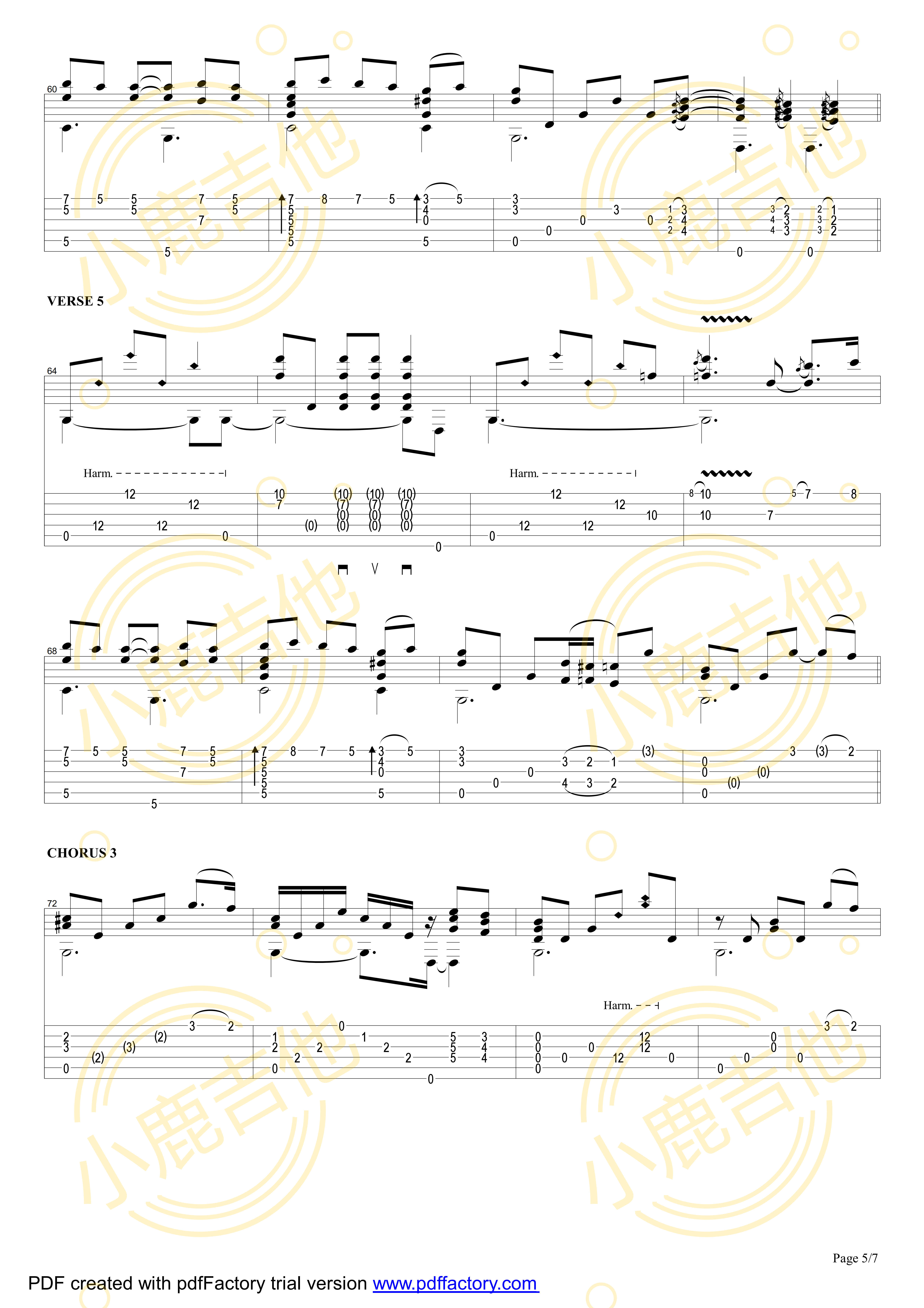 Tommy_Emmanuel_Smokey_Mountain_Lullaby拇指弹拨吉他六线谱_小鹿吉他制谱