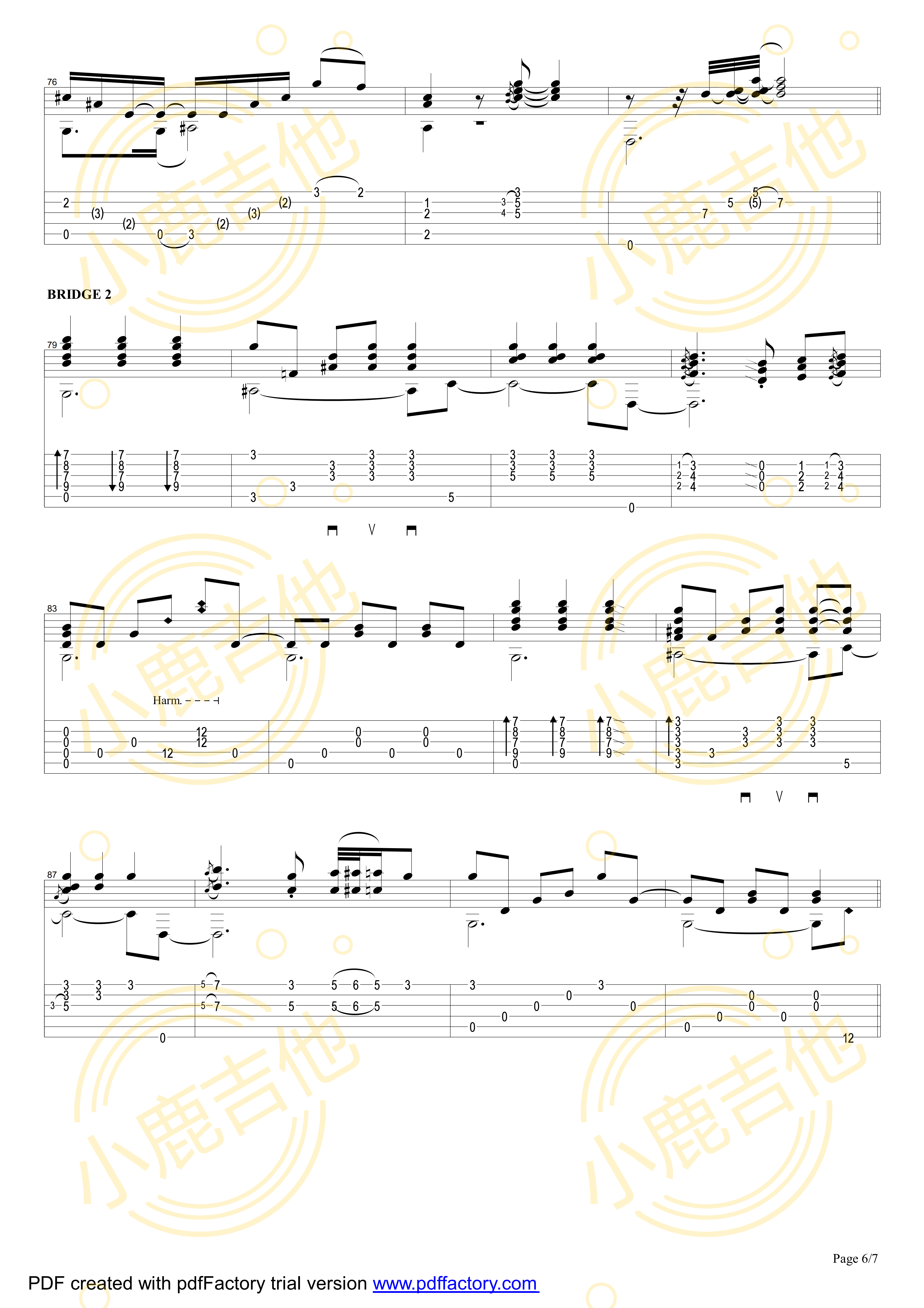 Tommy_Emmanuel_Smokey_Mountain_Lullaby拇指弹拨吉他六线谱_小鹿吉他制谱