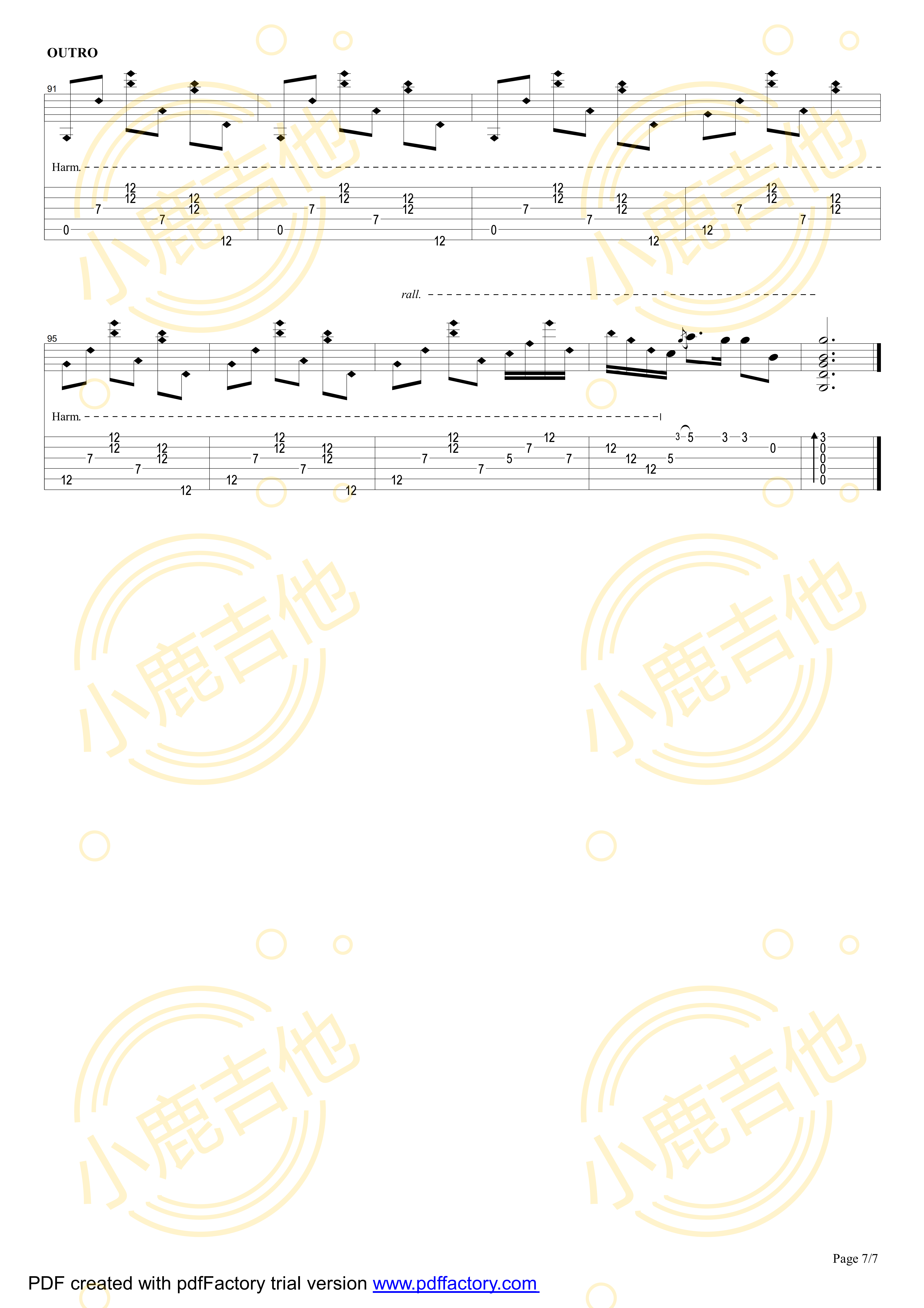 Tommy_Emmanuel_Smokey_Mountain_Lullaby拇指弹拨吉他六线谱_小鹿吉他制谱