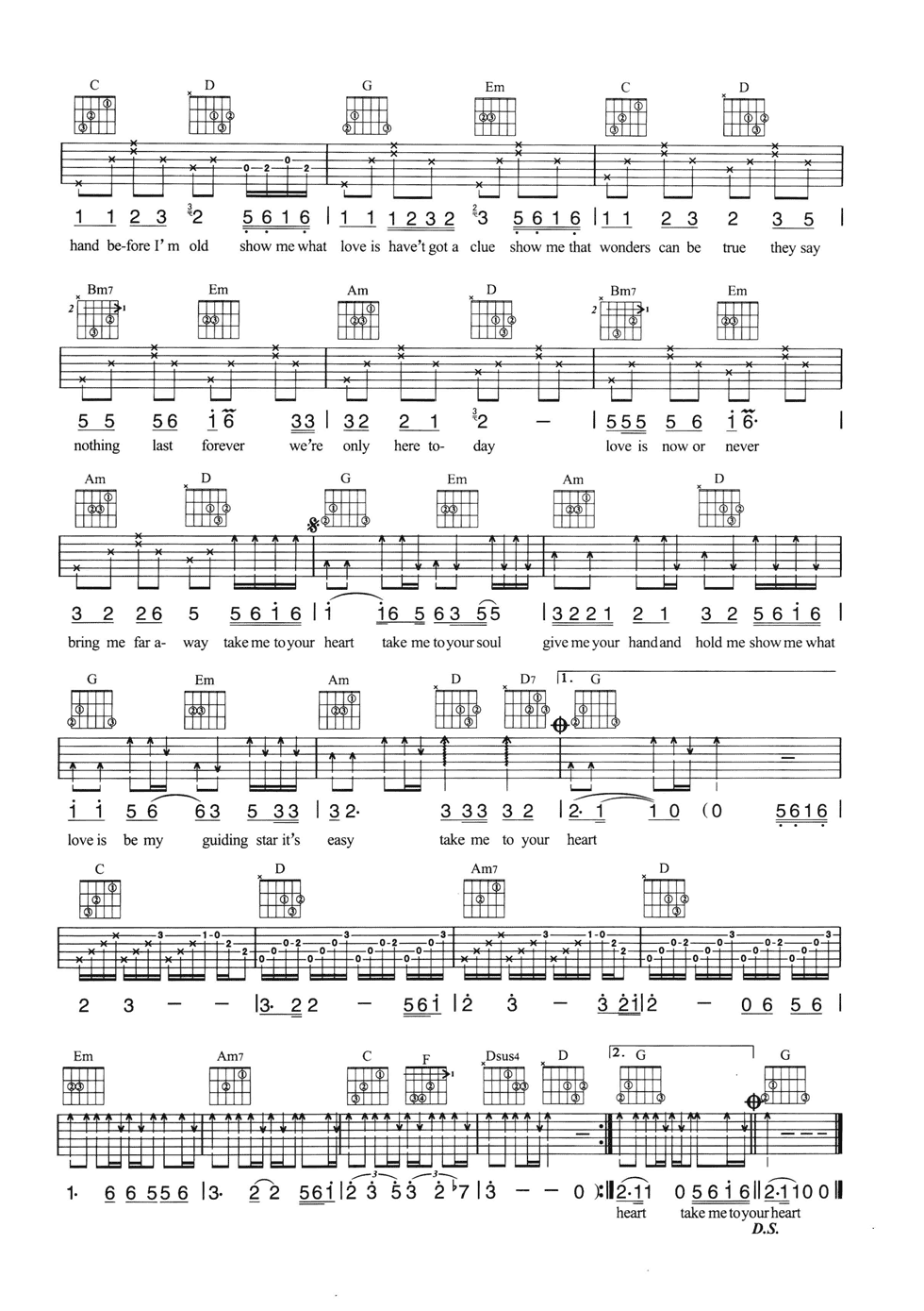 Michael_Learns_To_Roc_Take_Me_To_Your_Heart吉他六线谱G调