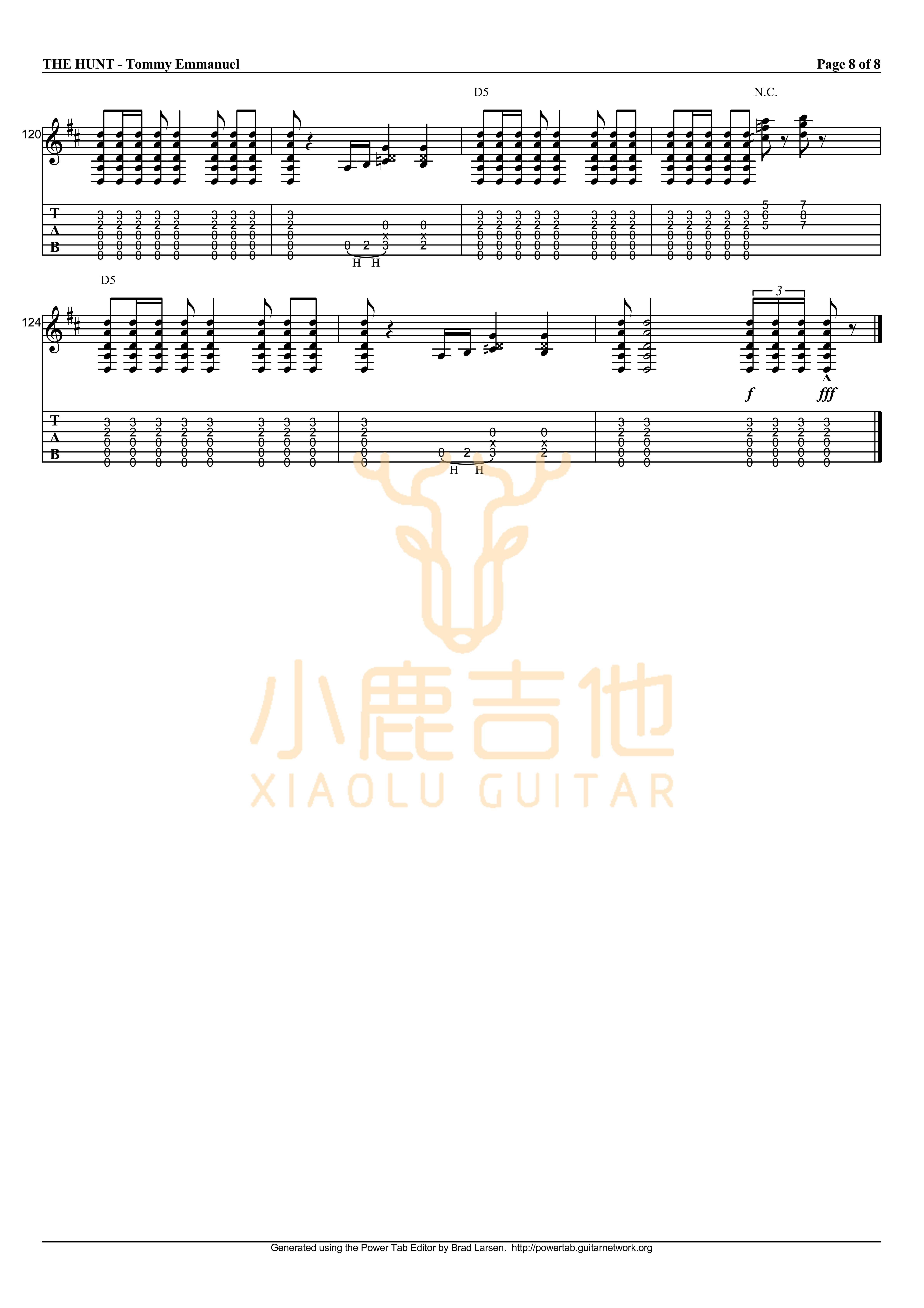 The_Hunt-Tommy_Emmanuel拇指弹拨吉他六线谱