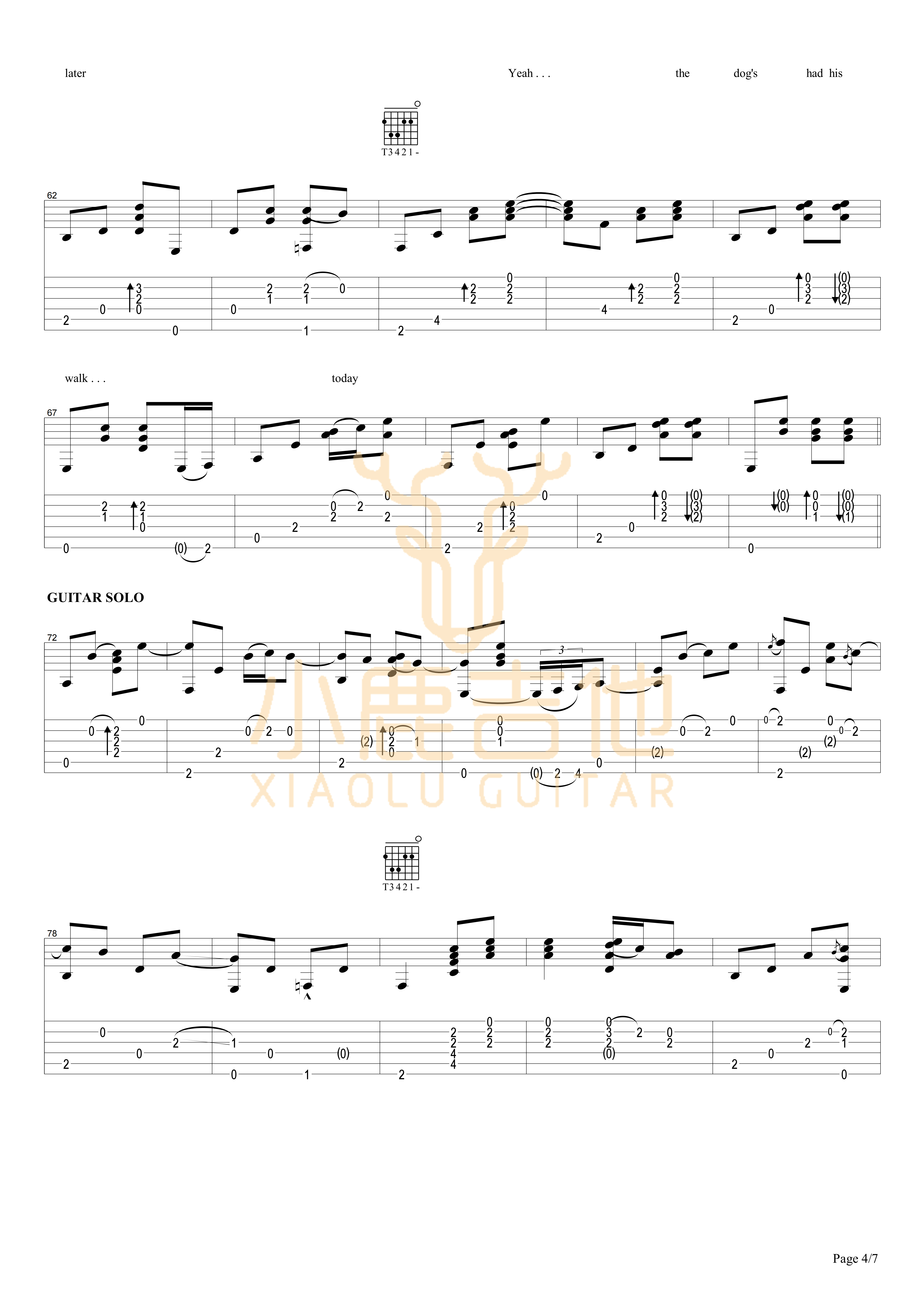 Together_Alone-Tommy_Emmanuel拇指弹拨吉他六线谱