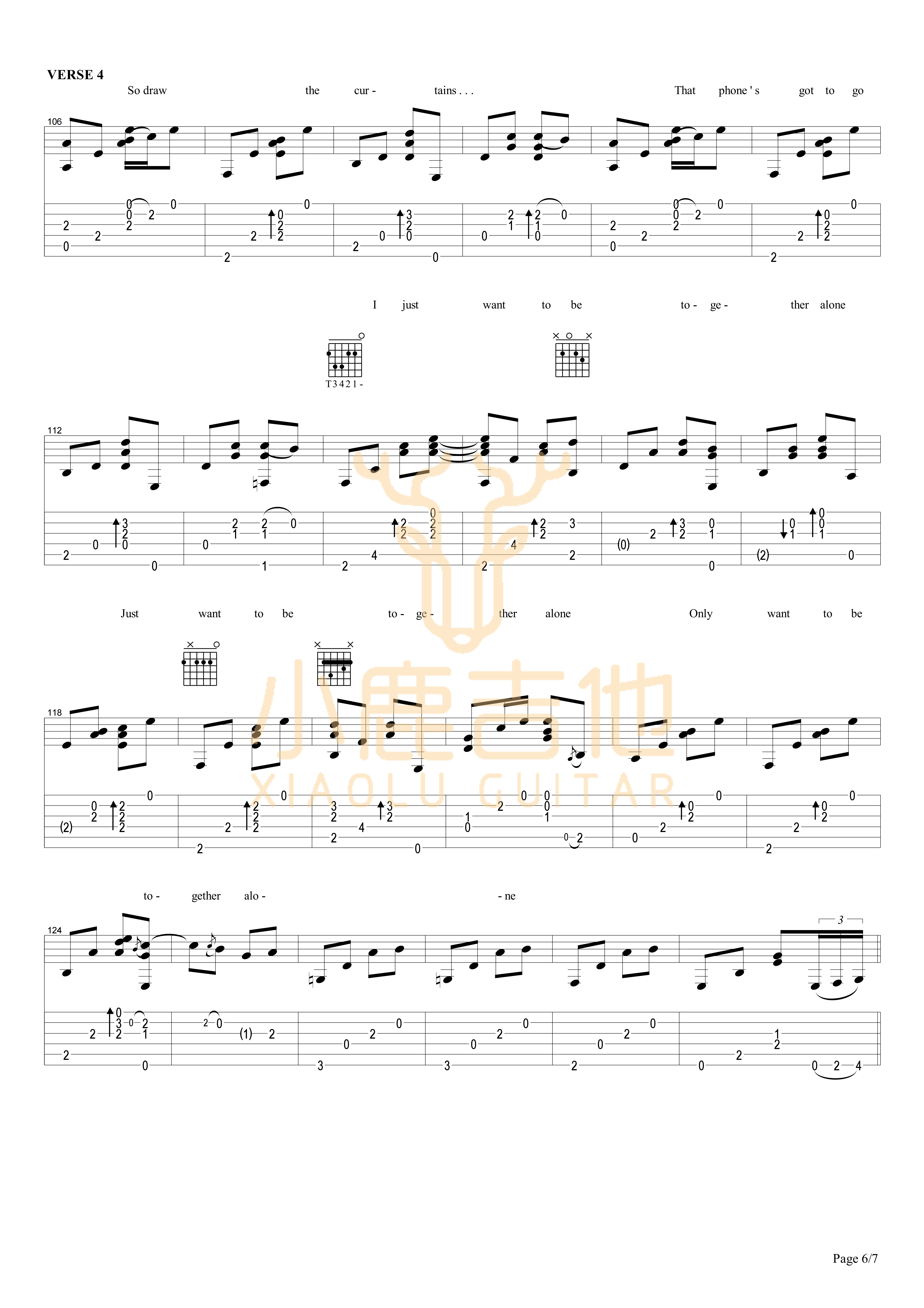 Together_Alone-Tommy_Emmanuel拇指弹拨吉他六线谱