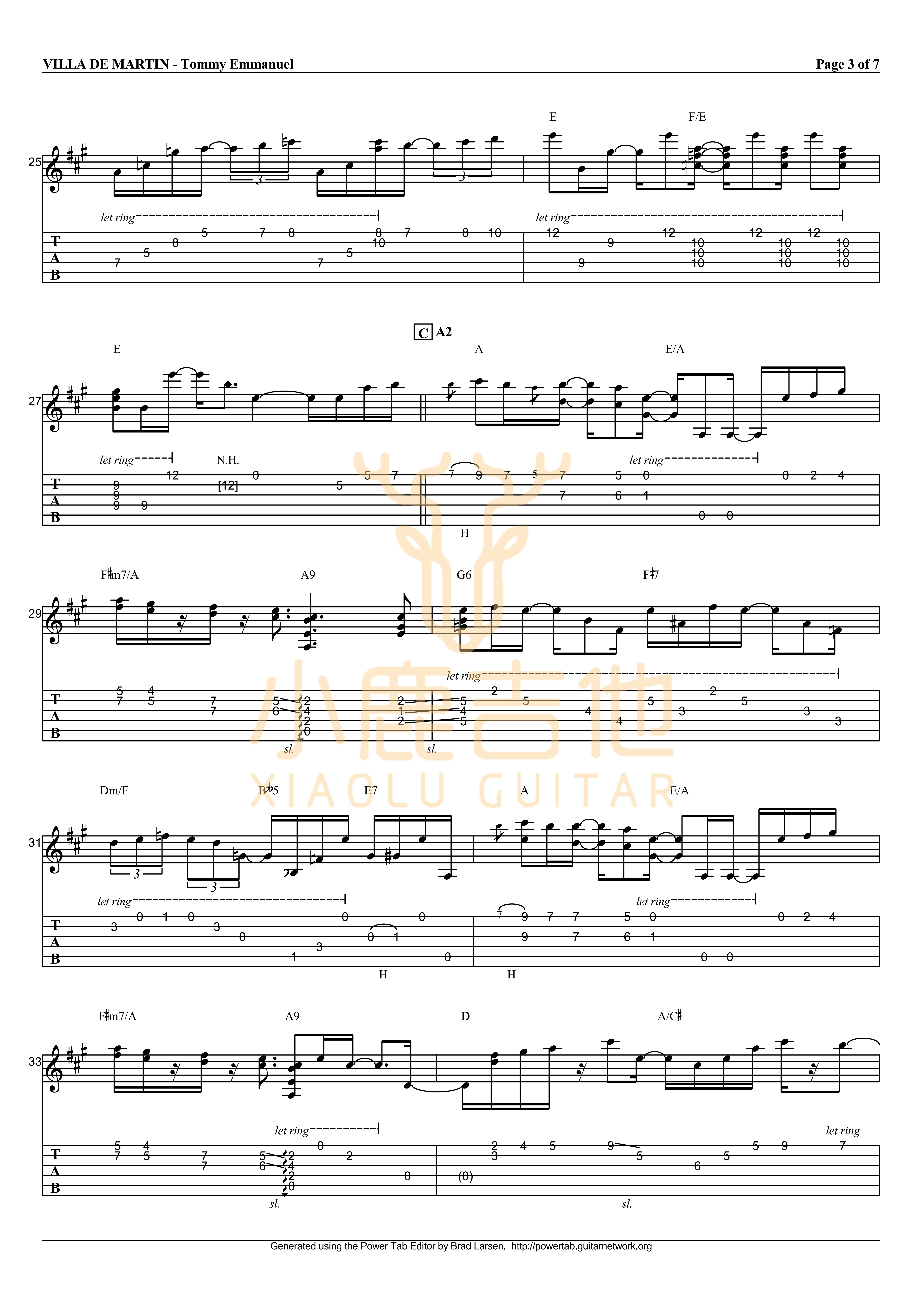 Villa_de_Martin-Tommy_Emmanuel拇指弹拨吉他六线谱
