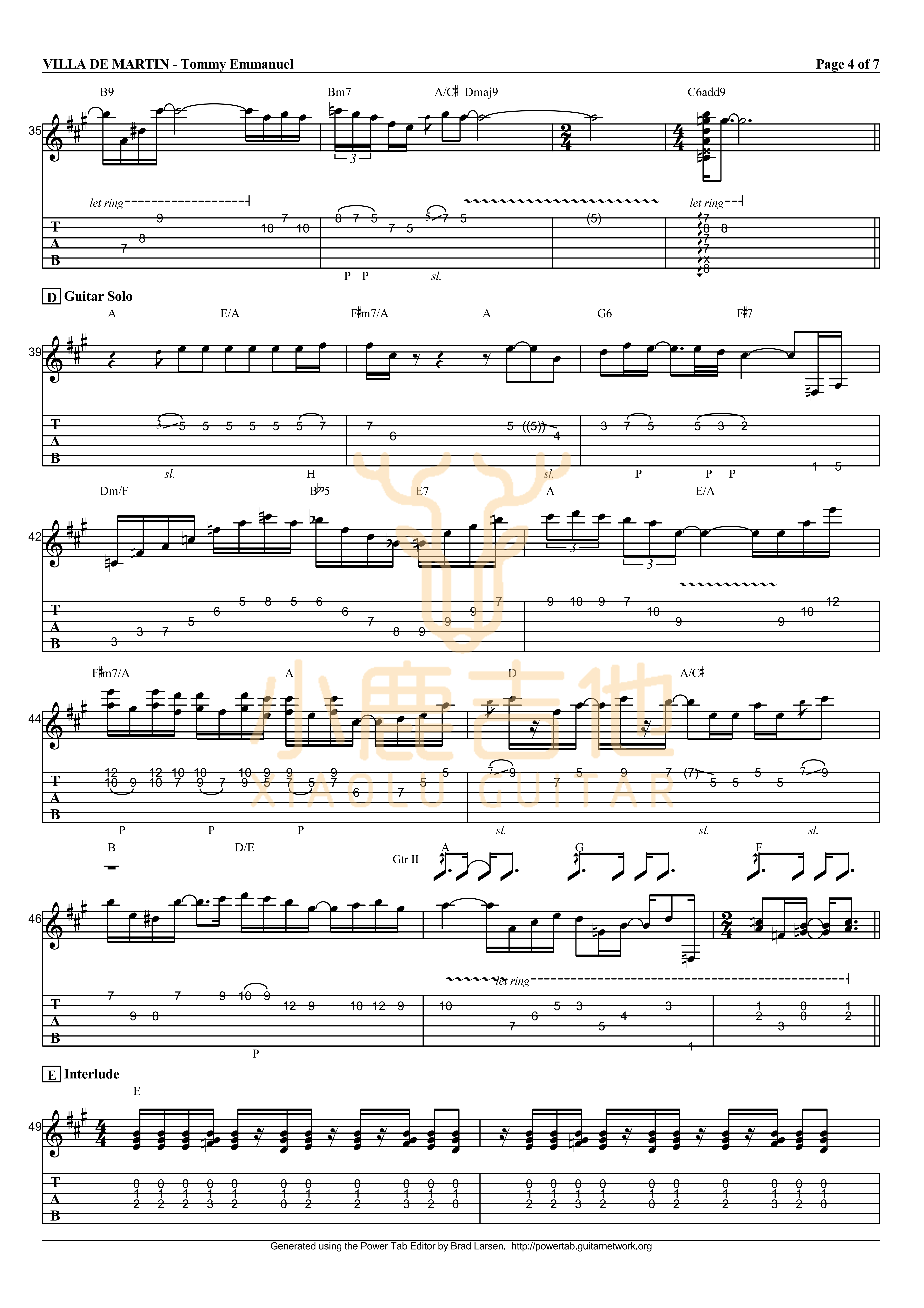 Villa_de_Martin-Tommy_Emmanuel拇指弹拨吉他六线谱