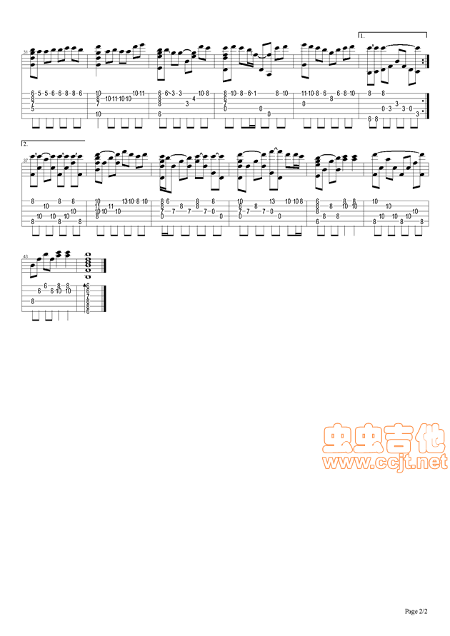 莫文蔚_广岛之恋独奏谱_原调六线谱_虫虫吉他编配