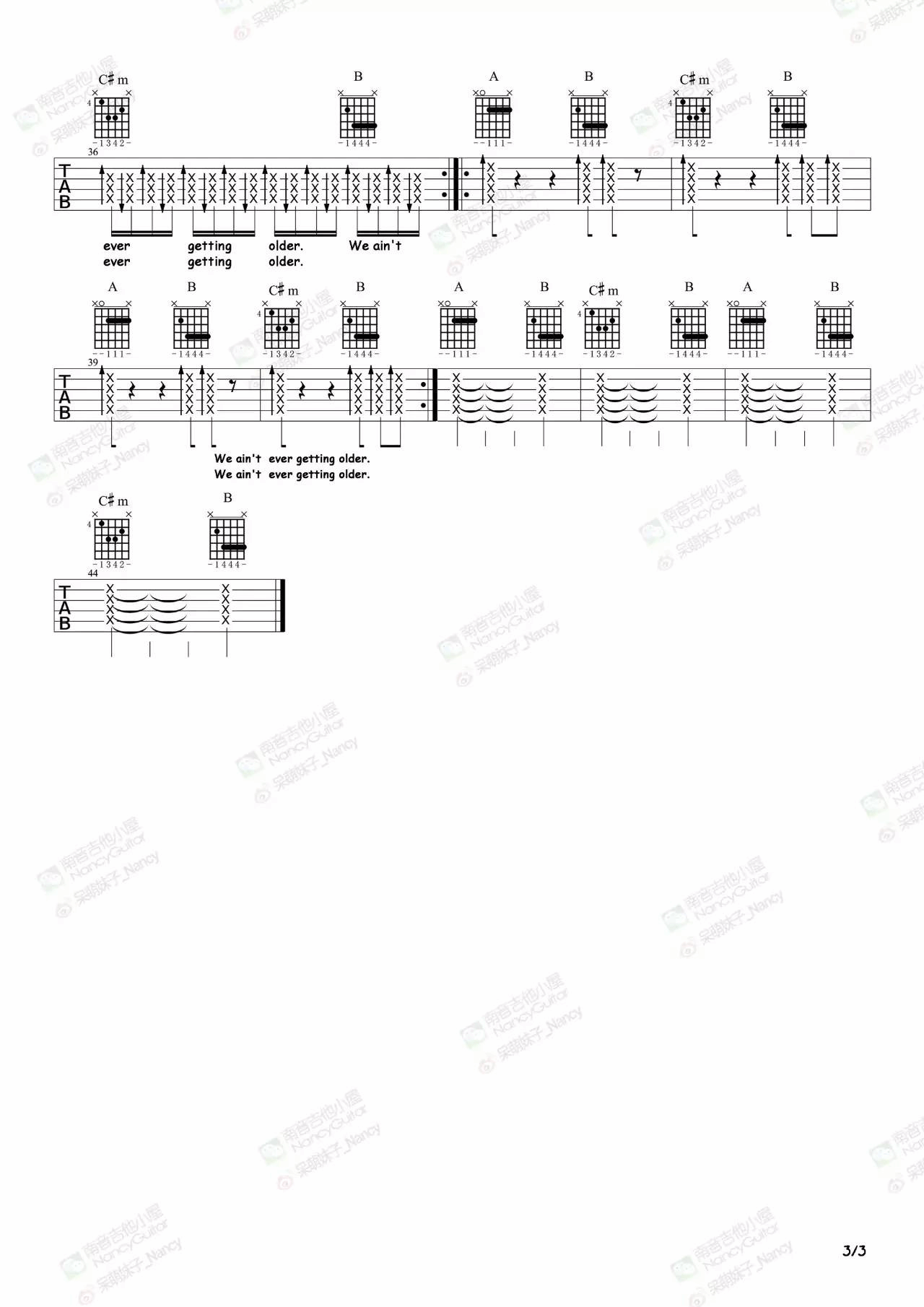 The_Chainsmokers_closer吉他六线谱A调_弹唱伴奏六线谱