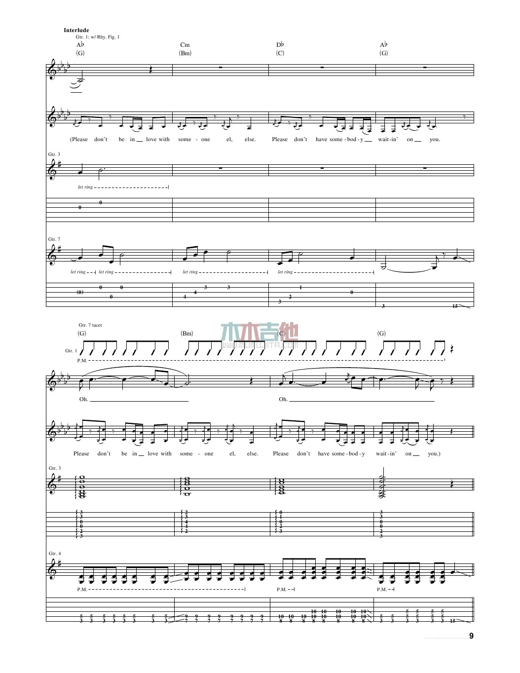 Taylor_Swift_enchanted独奏谱原调_木木吉他弹唱伴奏六线谱