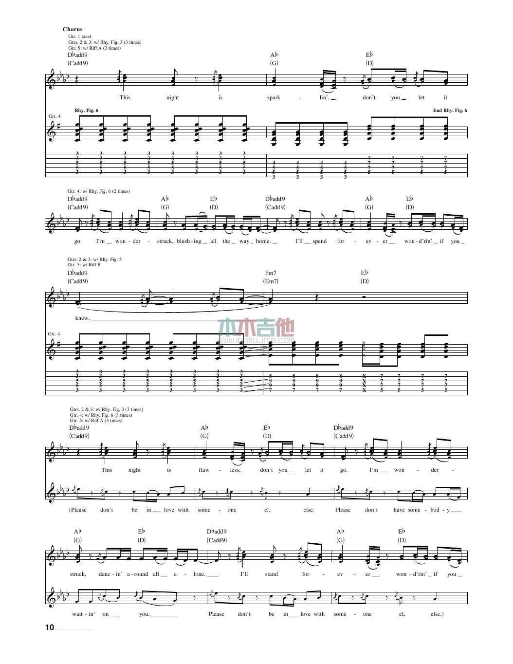 Taylor_Swift_enchanted独奏谱原调_木木吉他弹唱伴奏六线谱