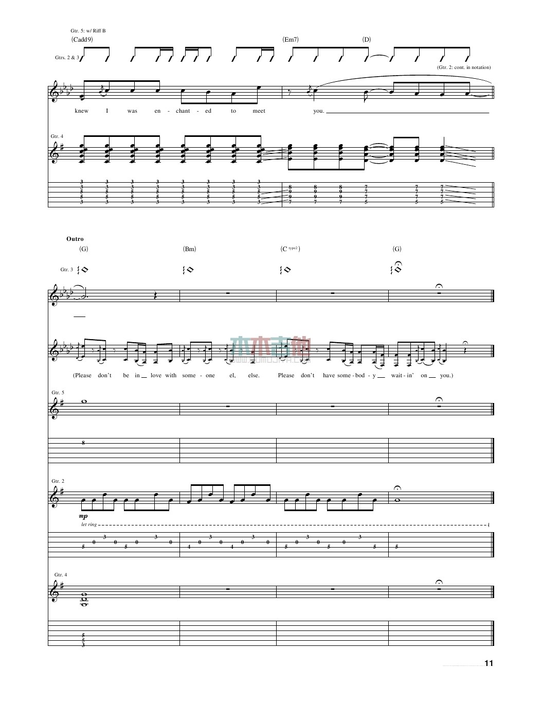 Taylor_Swift_enchanted独奏谱原调_木木吉他弹唱伴奏六线谱