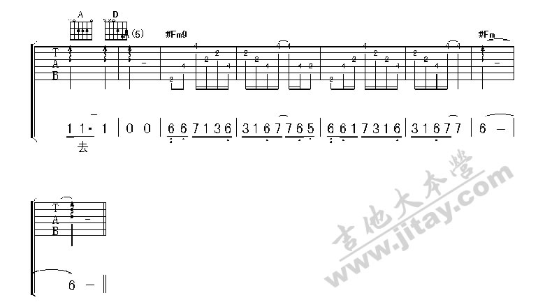 黄品源_海浪吉他六线谱G调_吉他大本营弹唱伴奏六线谱