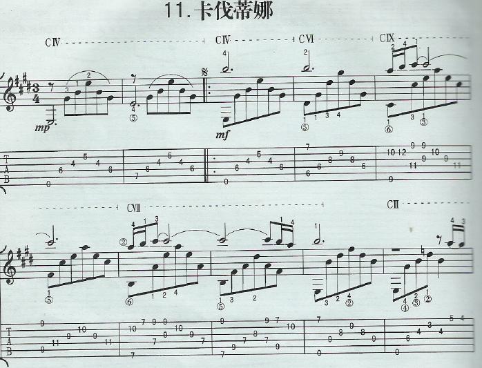 汤斯曼_卡伐蒂娜独奏谱_原调六线谱简单版
