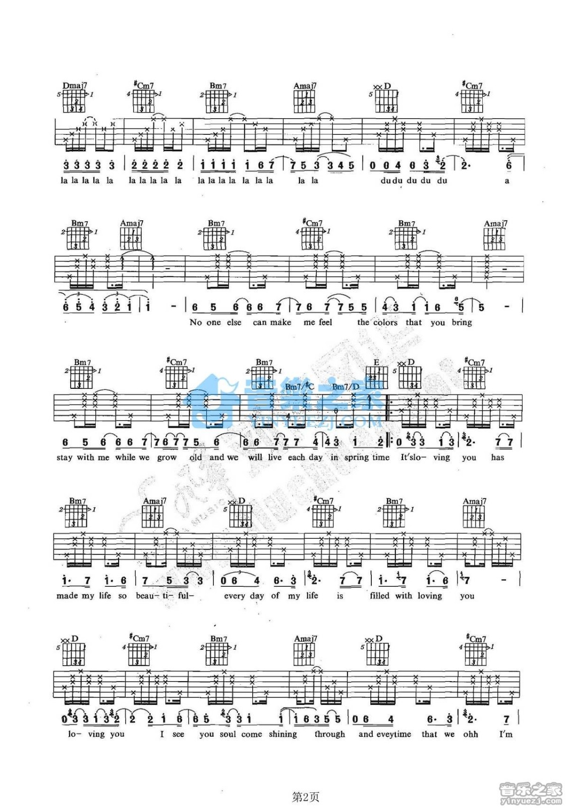 张靓颖_loving_you吉他六线谱G调_风华艺校弹唱伴奏六线谱