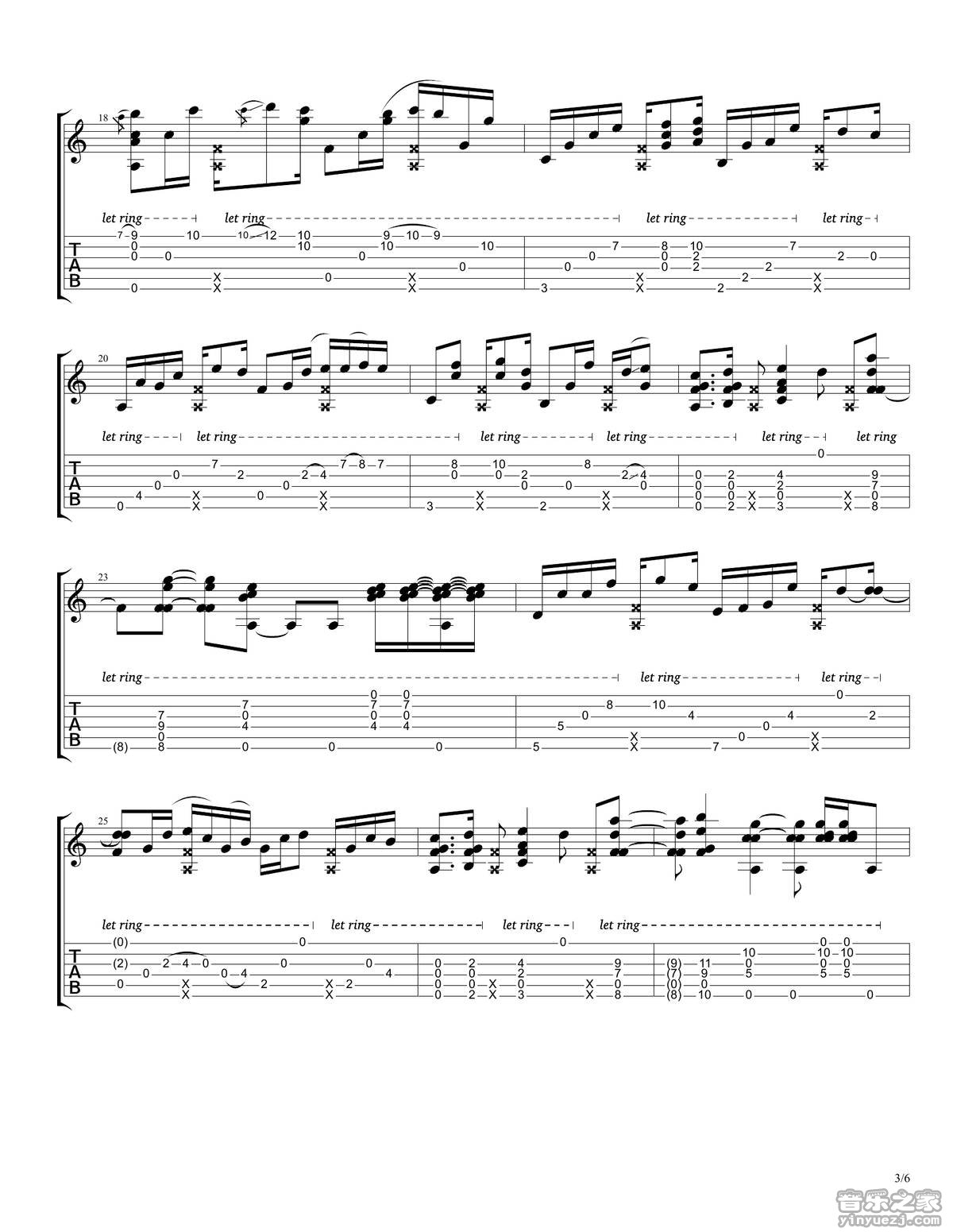 Andy_McKee_rylynn独奏谱_D调六线谱_音乐之家编配