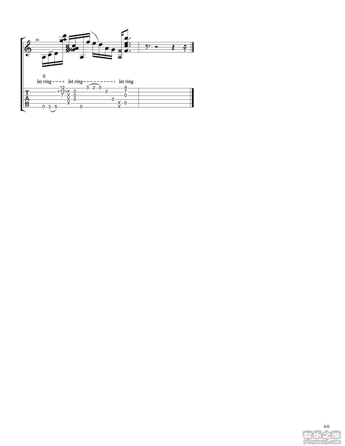 Andy_McKee_rylynn独奏谱_D调六线谱_音乐之家编配
