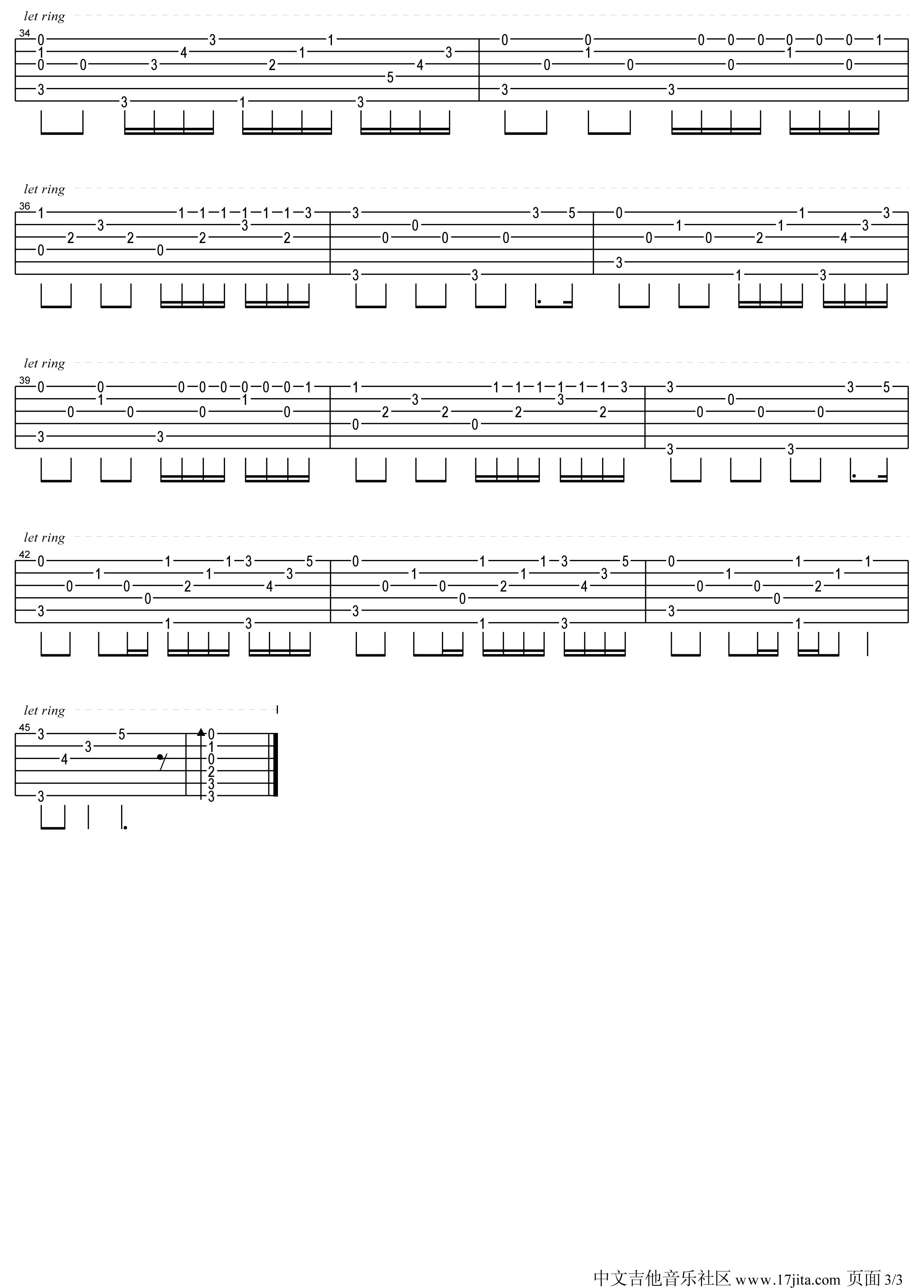 理查德.克莱德曼_水边的阿狄丽娜独奏谱_原调超清版_17吉他编配