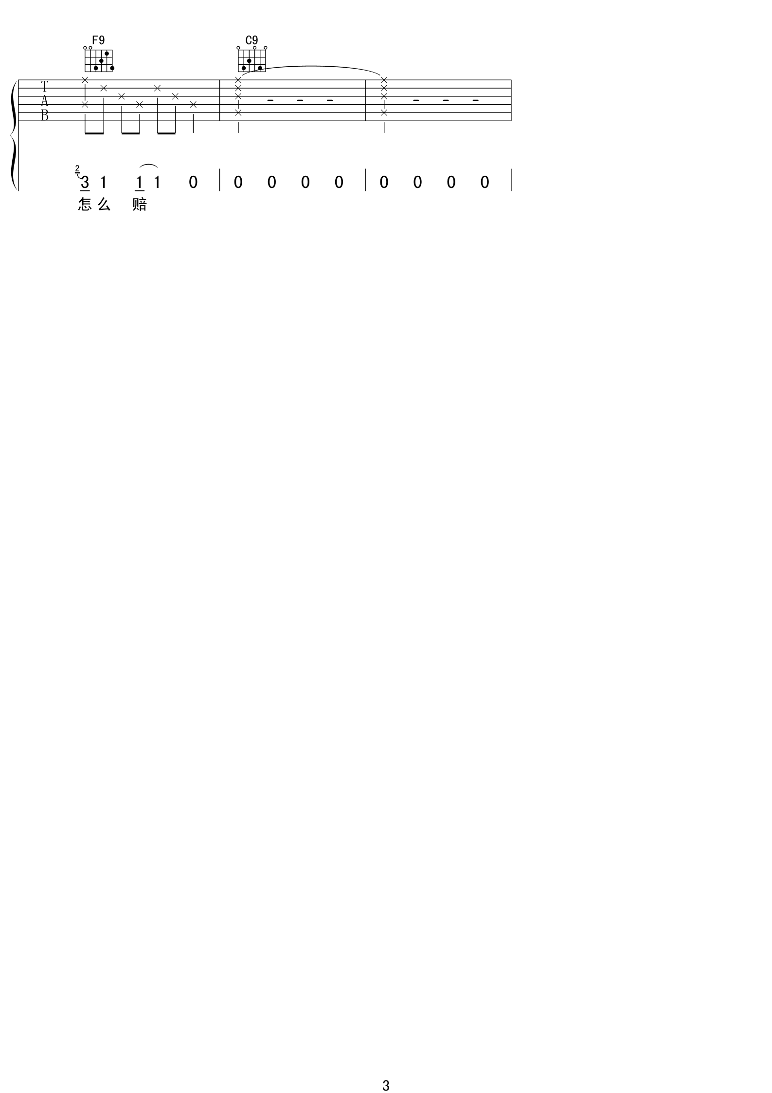 阿杜_天黑吉他六线谱E调_17吉他弹唱伴奏六线谱