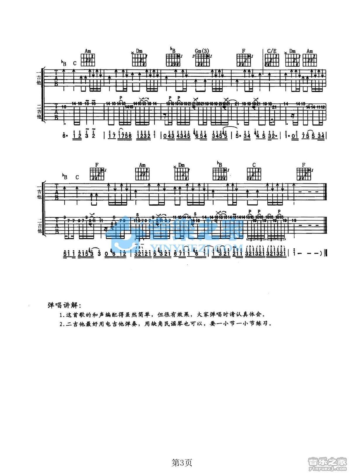 王杰_忘了你忘了我吉他六线谱F调_音乐之家弹唱伴奏六线谱