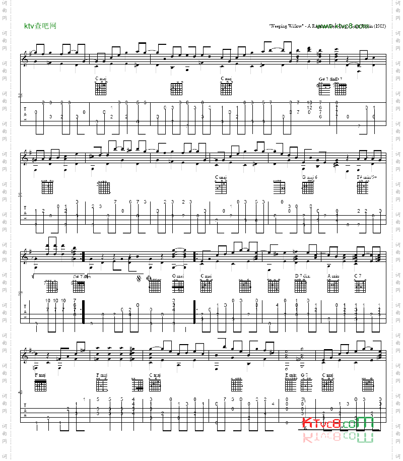 WeepingWillow_吉他谱 六线谱