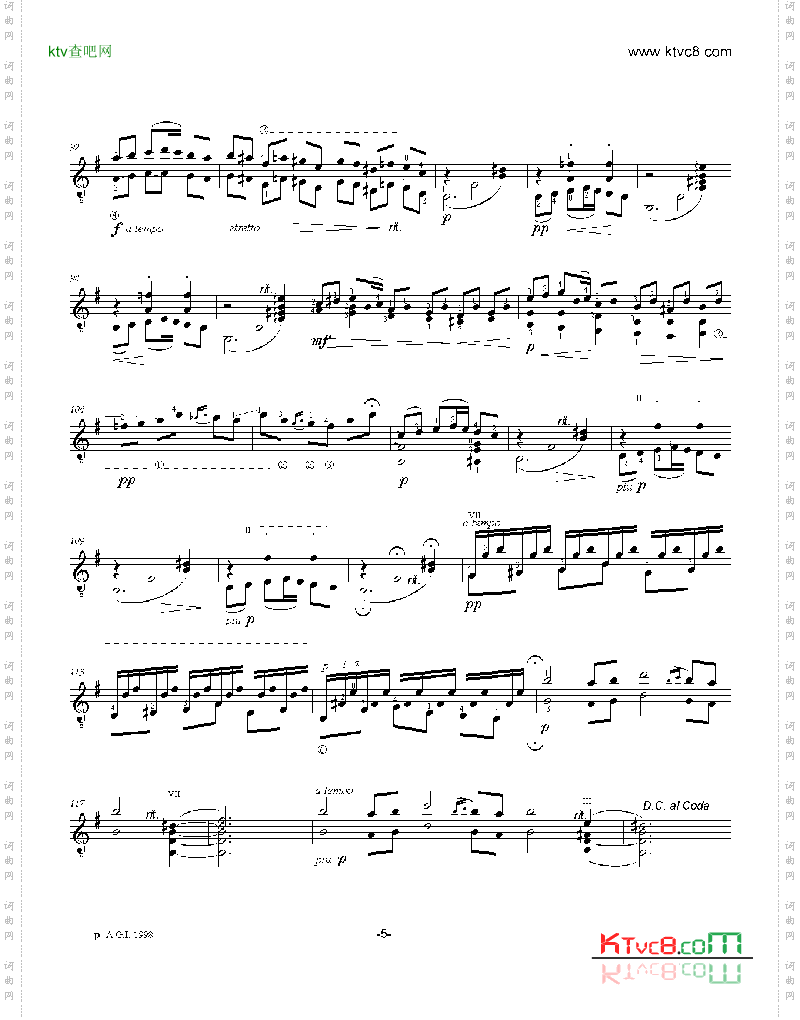 阿斯图里亚斯的传奇吉他谱六线谱