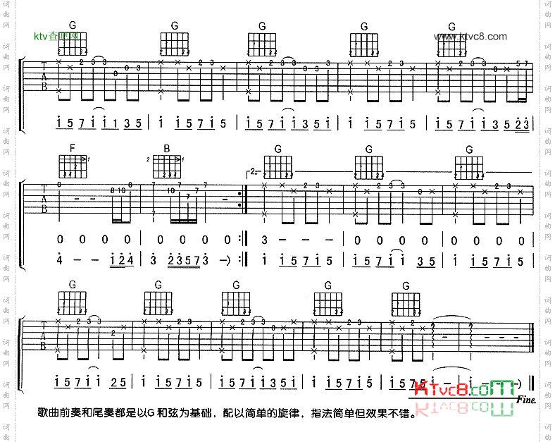 终于吉他谱六线谱-