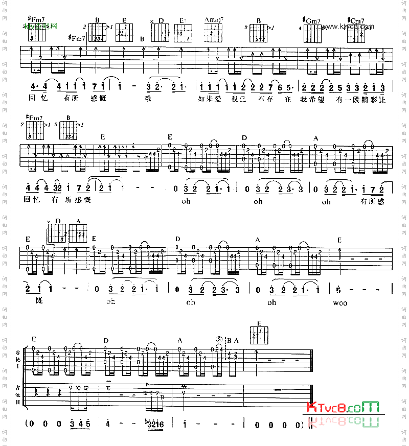 Piano吉他谱和弦六线谱-