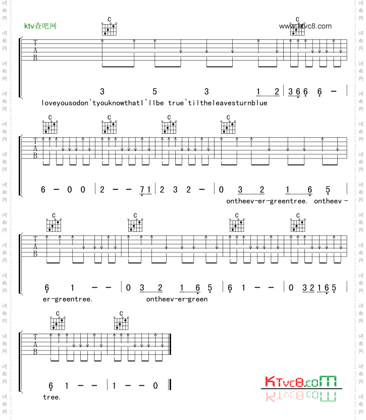 evergreentree吉他谱六线谱-