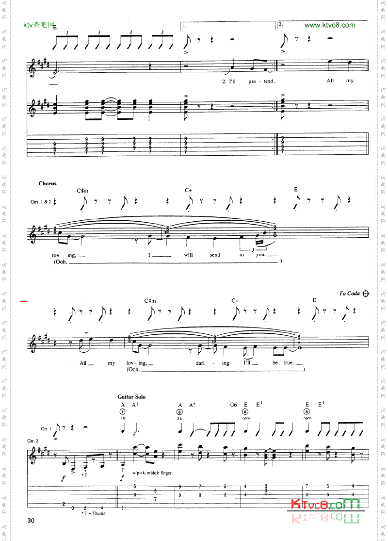 All My Loving_吉他谱六线谱