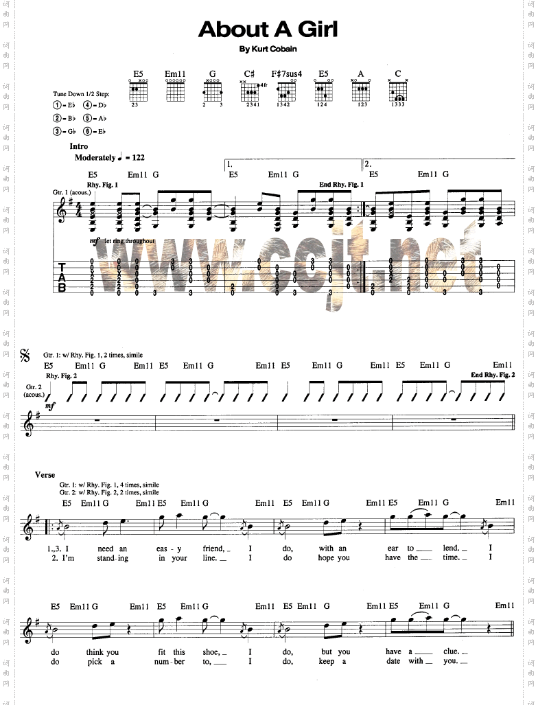 About a girl-Nirvana_吉他谱