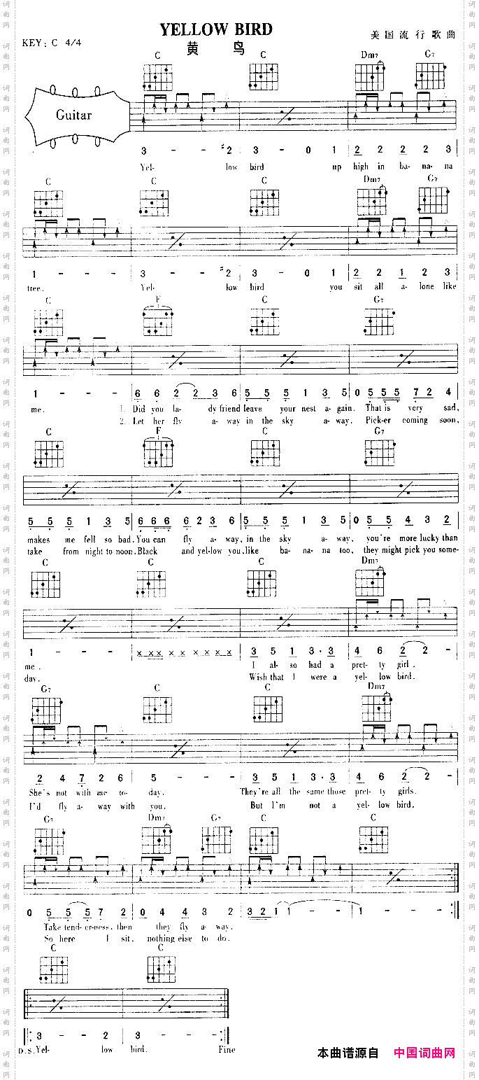 YELLOWBIRD吉他六线谱