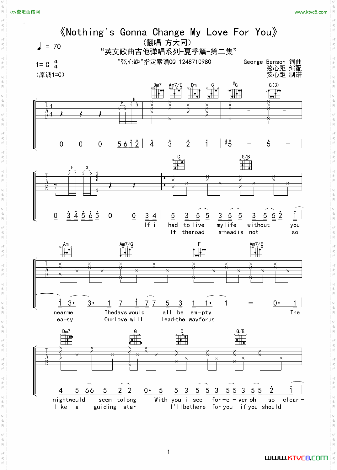 Nothing‘sgonnachangemyloveforyou高清吉他谱