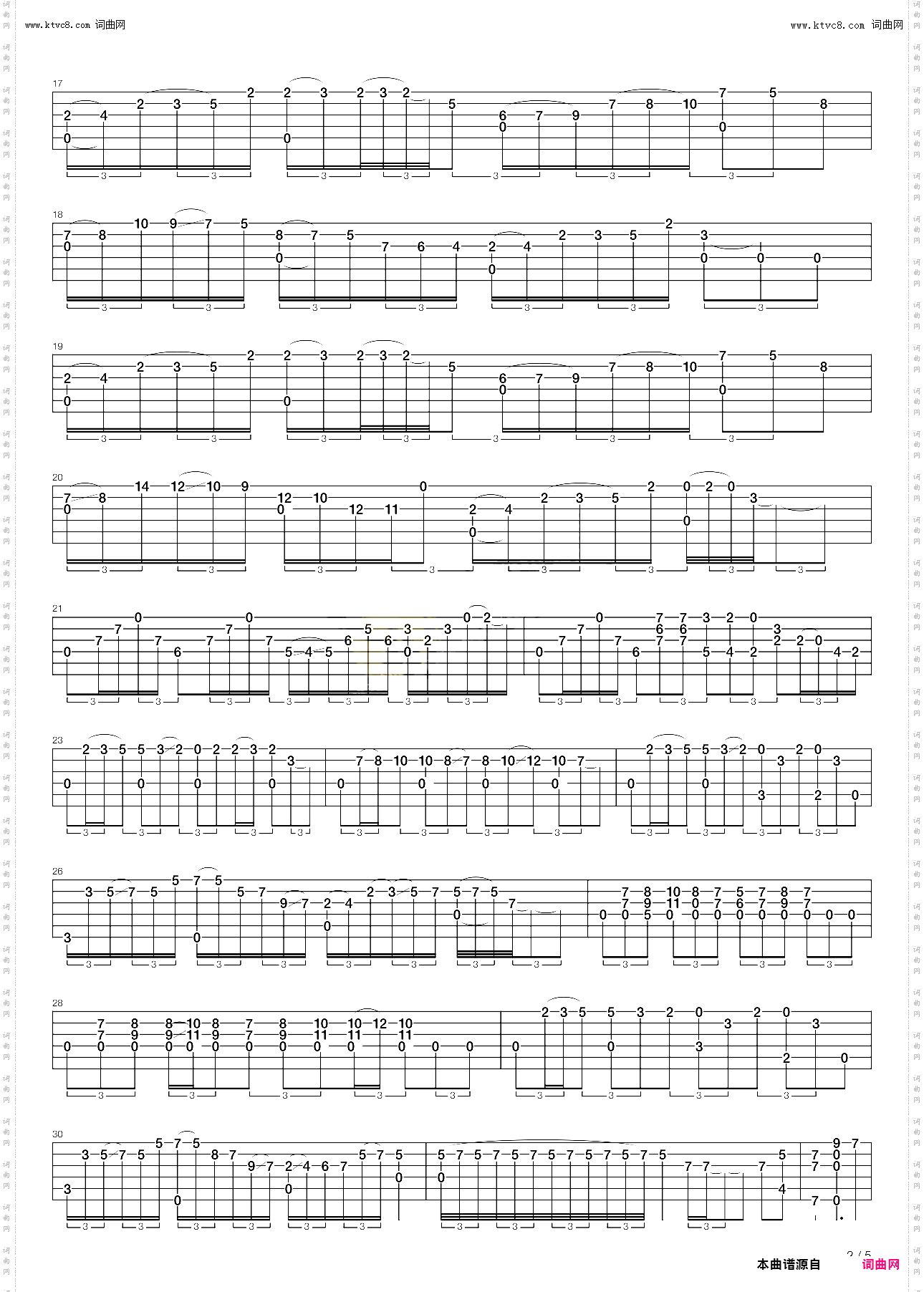 左岸印象_指弹吉他谱 董运昌_原版独奏六线谱