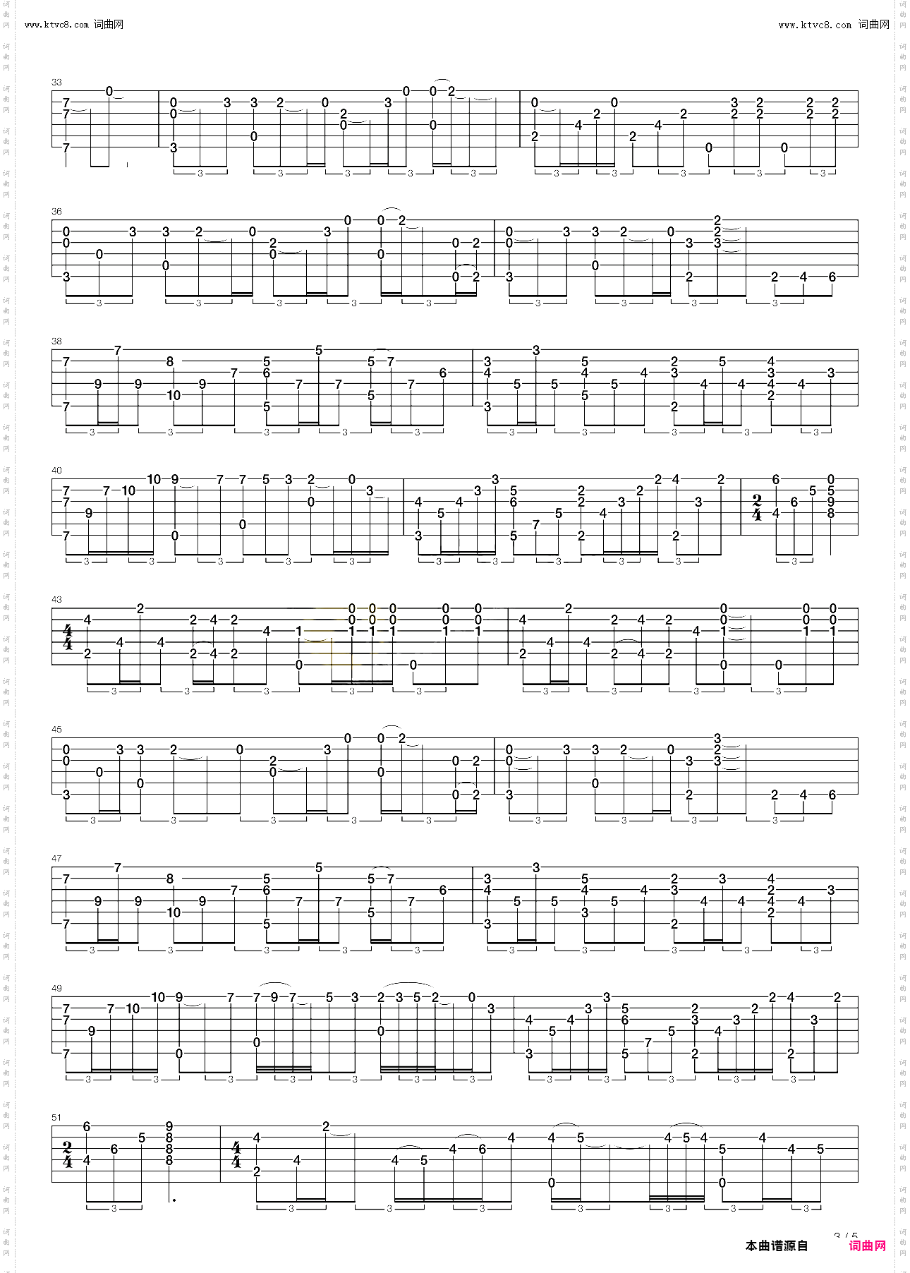 左岸印象_指弹吉他谱 董运昌_原版独奏六线谱