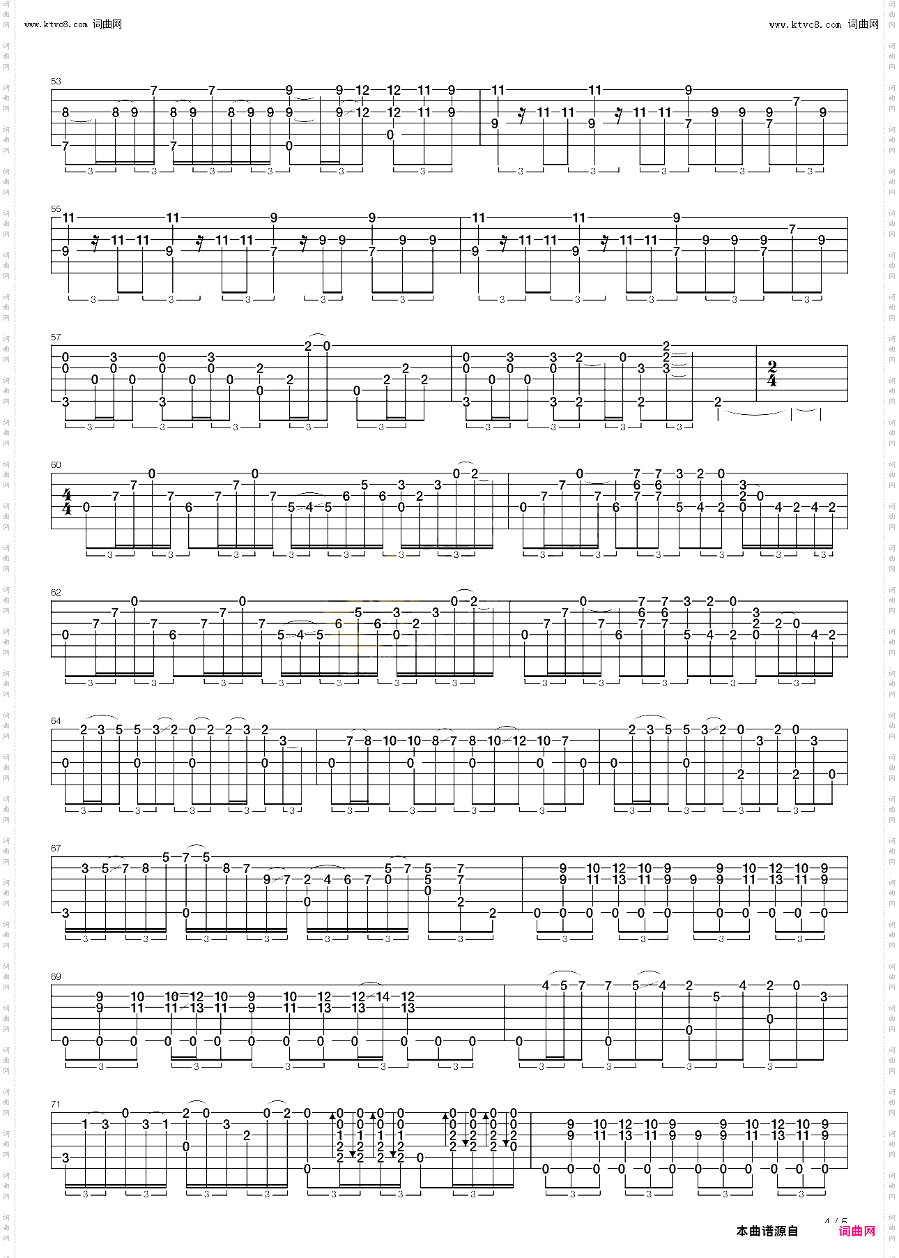 左岸印象_指弹吉他谱 董运昌_原版独奏六线谱