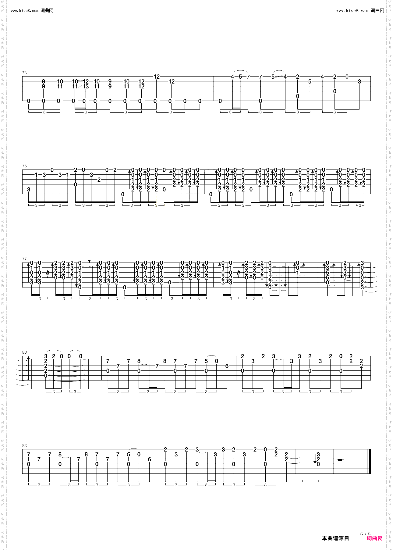 左岸印象_指弹吉他谱 董运昌_原版独奏六线谱