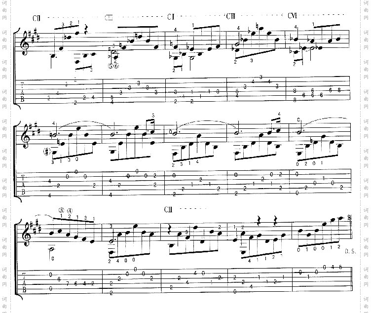 卡伐蒂娜吉他谱六线谱