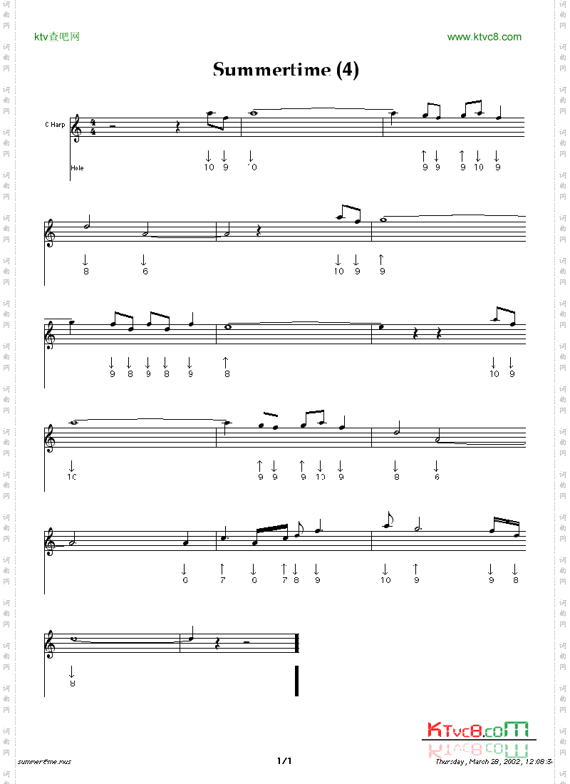 summertime4口琴谱