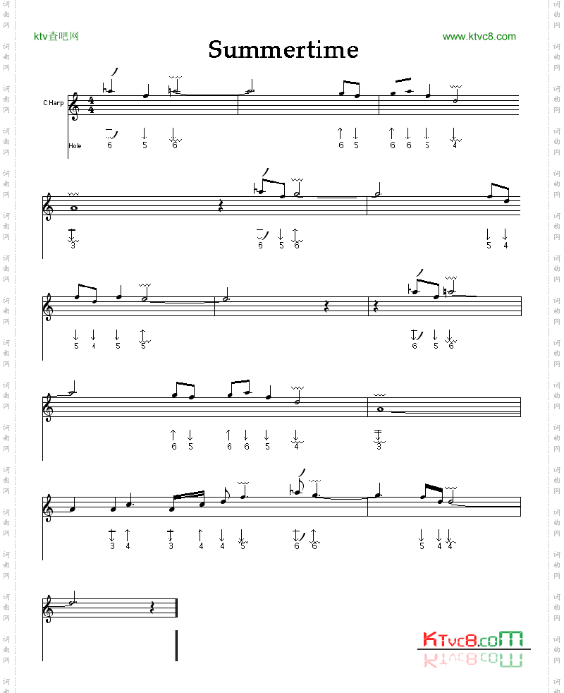 Summertime口琴谱