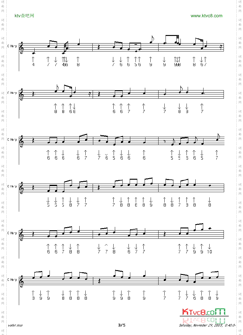 可惜我是水瓶座口琴谱