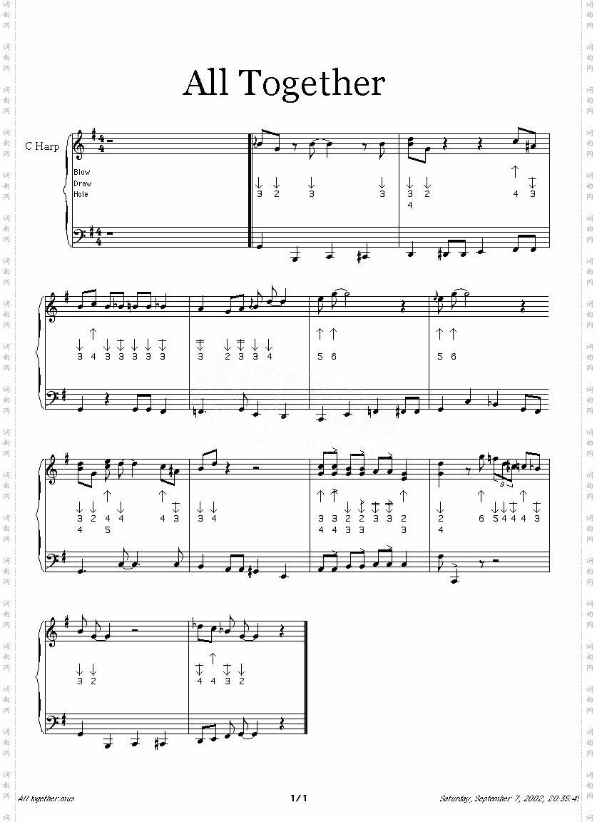 alltogether口琴谱