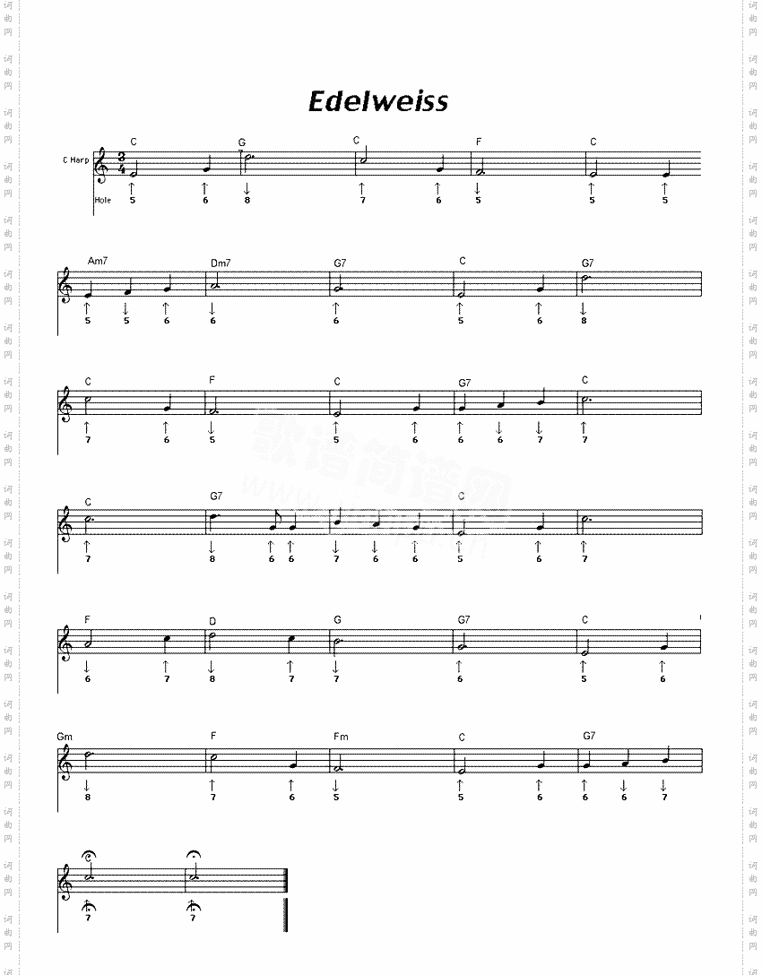 Edelweiss口琴谱